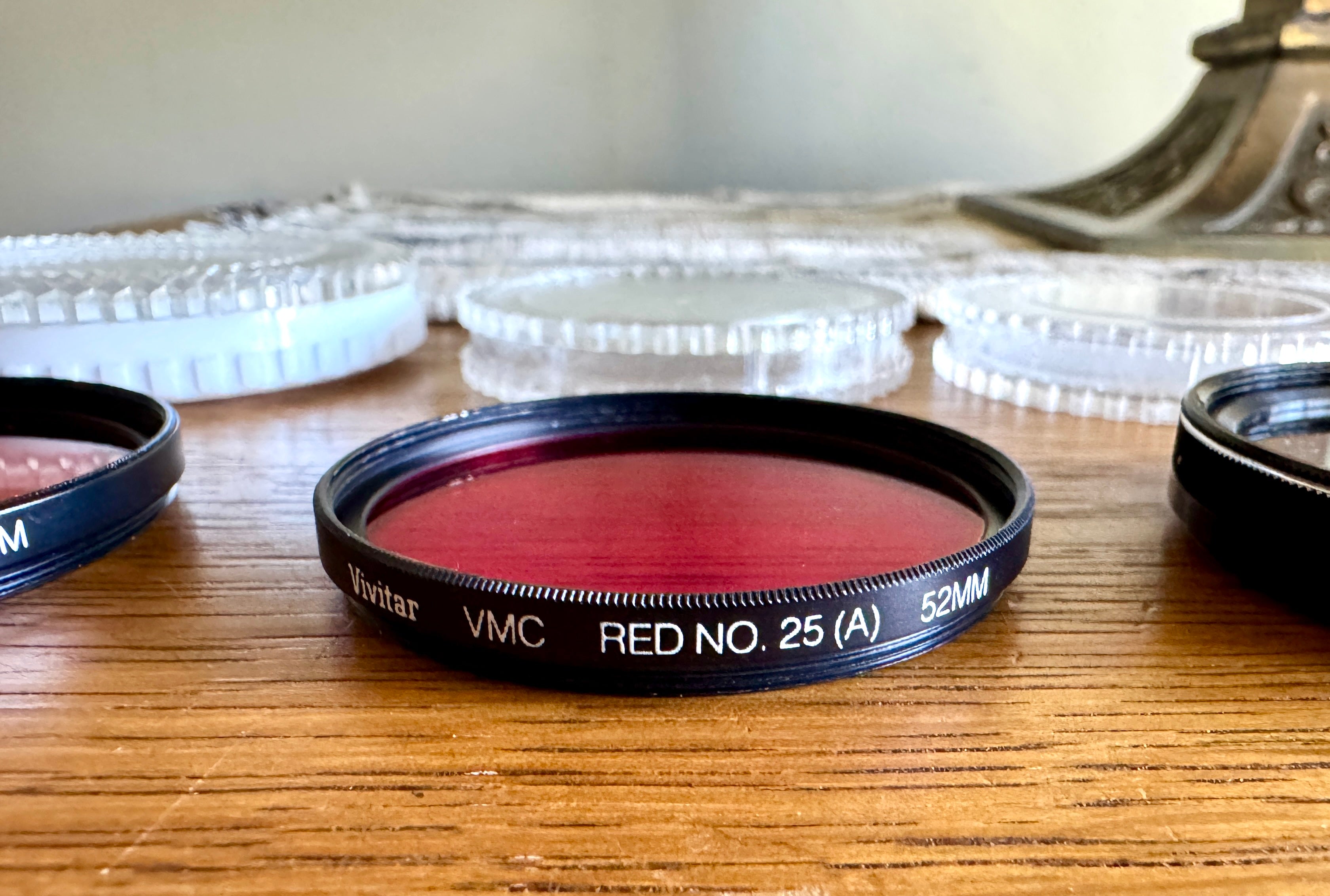 Vtg Variety of Vivitar Lens Filters, VMC Red No.25(A) 58Mm & 52MM, Vivitar 52mm Polarizing Filter