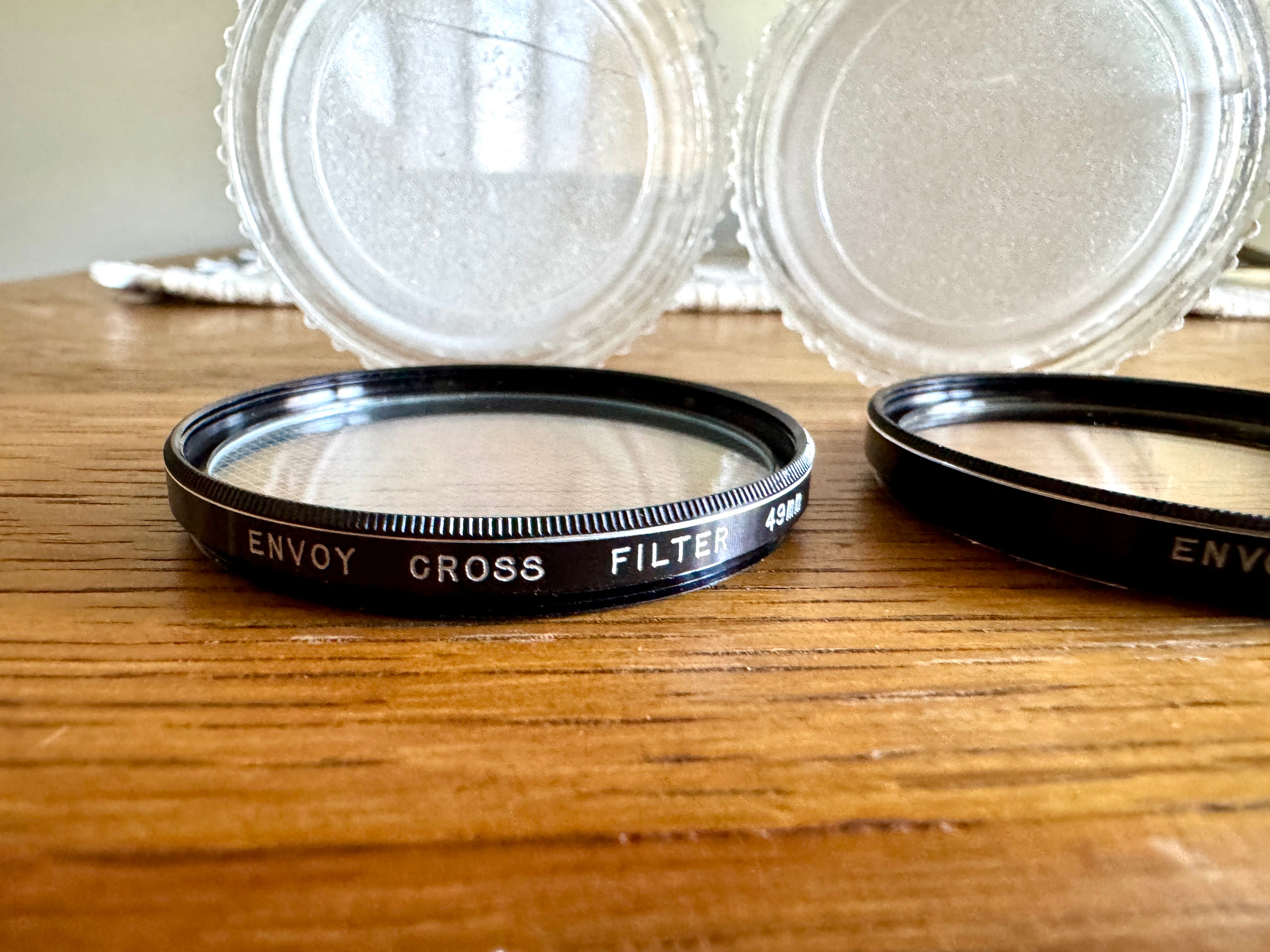 Vtg Pair of Envoy 49MM UV and Cross Filter Lens Filters
