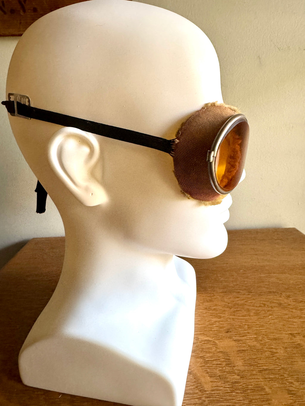 Early 1900's Aviation Goggle with Amber Glass Lenses ~ Amber Lens Aviation Goggles