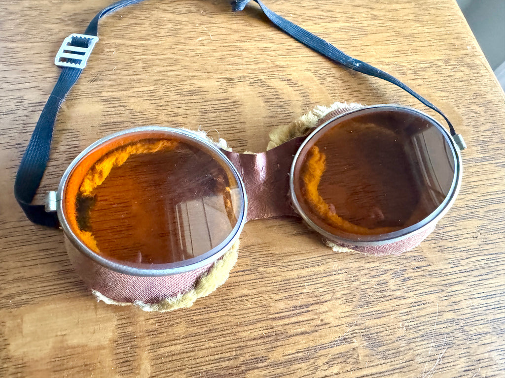 Early 1900's Aviation Goggle with Amber Glass Lenses ~ Amber Lens Aviation Goggles