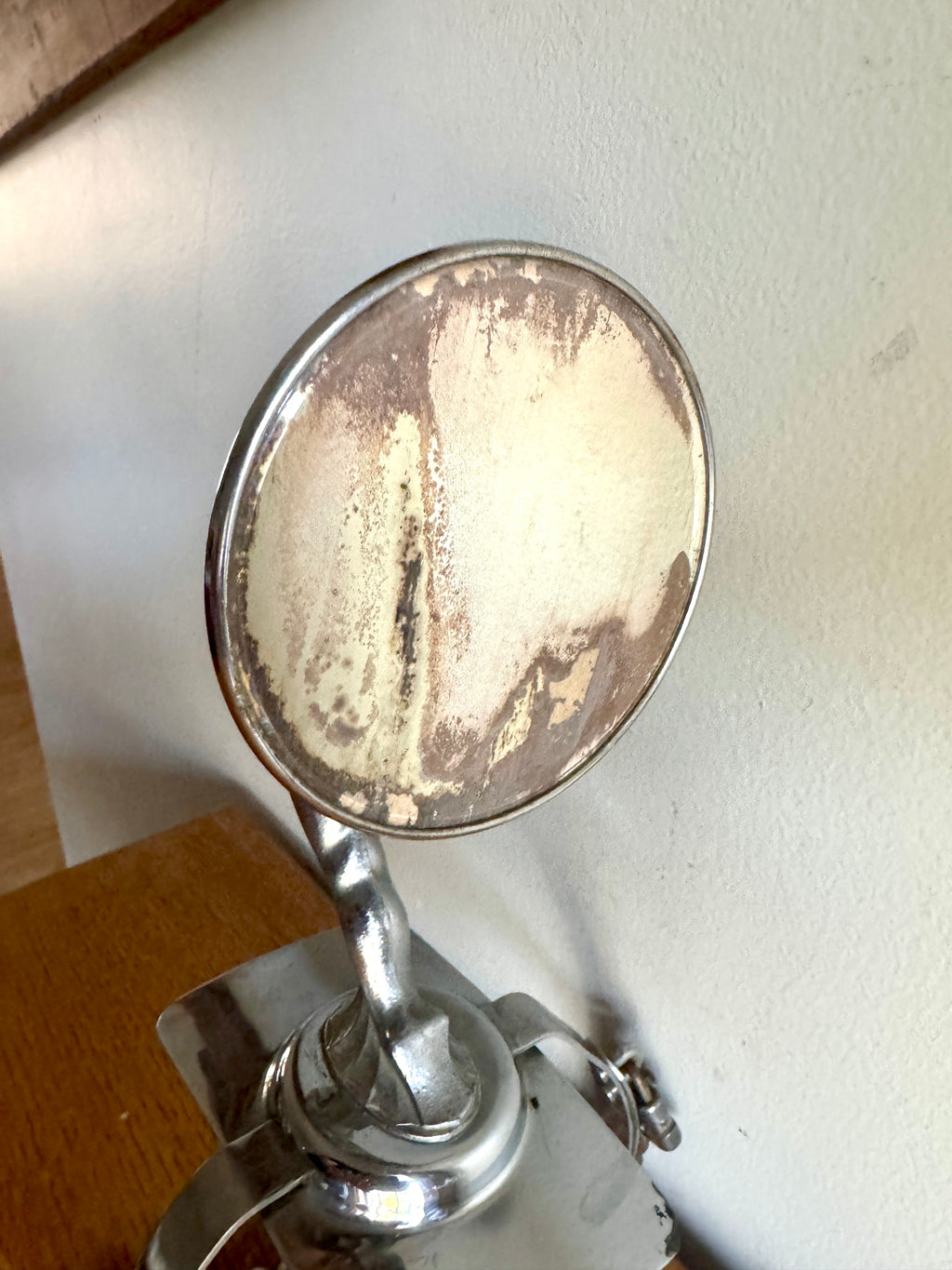 1920's-30's Art Deco Rocketeer Automobile Spare Tire Ornament Mirror | Machine Age Tire Mount Mirror