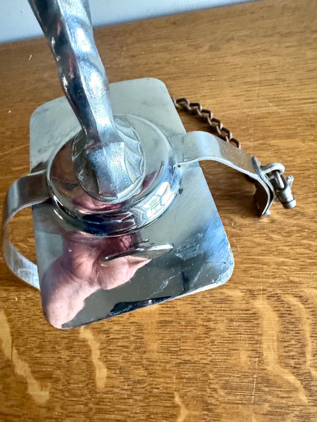 1920's-30's Art Deco Rocketeer Automobile Spare Tire Ornament Mirror | Machine Age Tire Mount Mirror