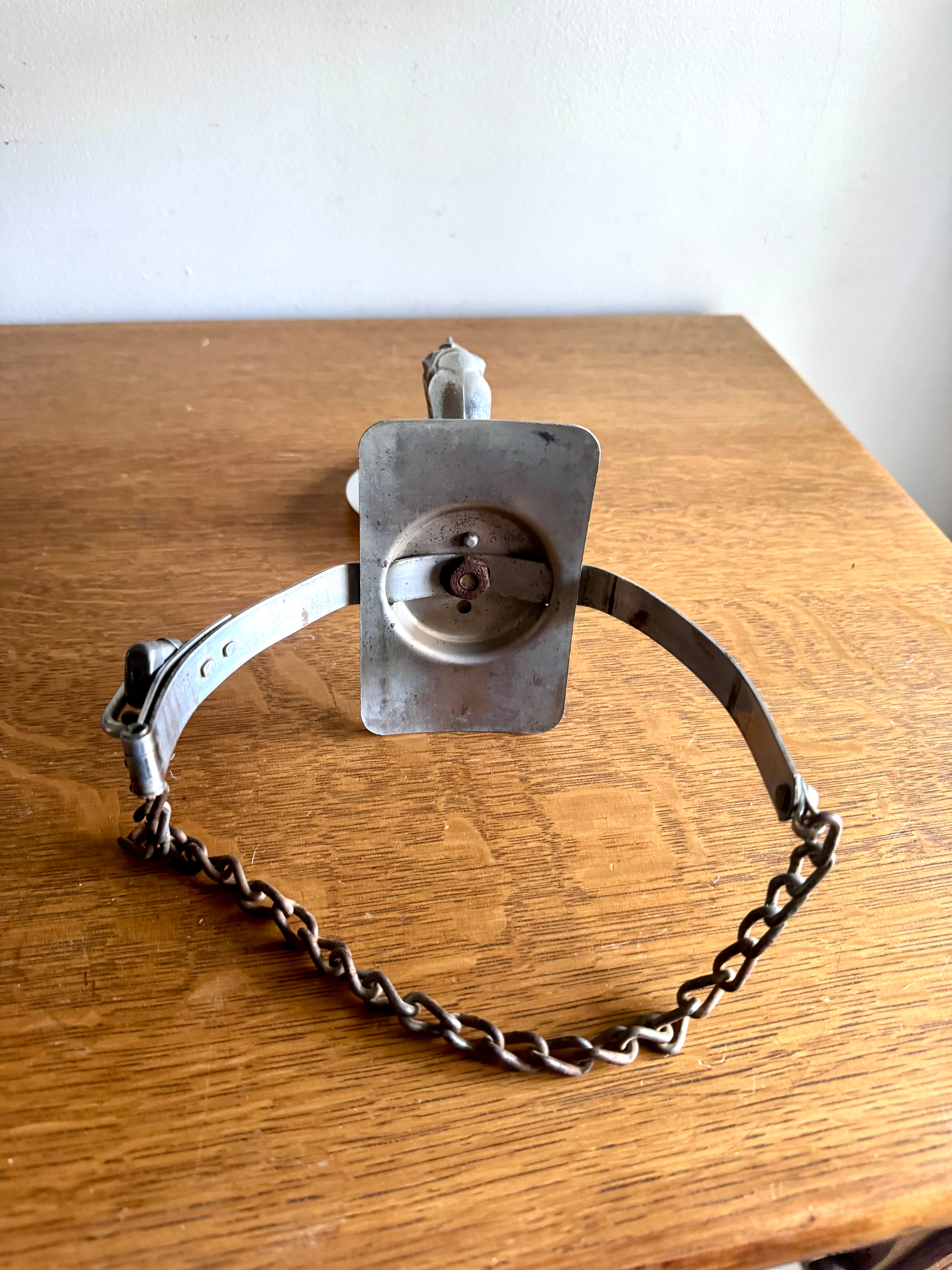 1920's-30's Art Deco Rocketeer Automobile Spare Tire Ornament Mirror | Machine Age Tire Mount Mirror