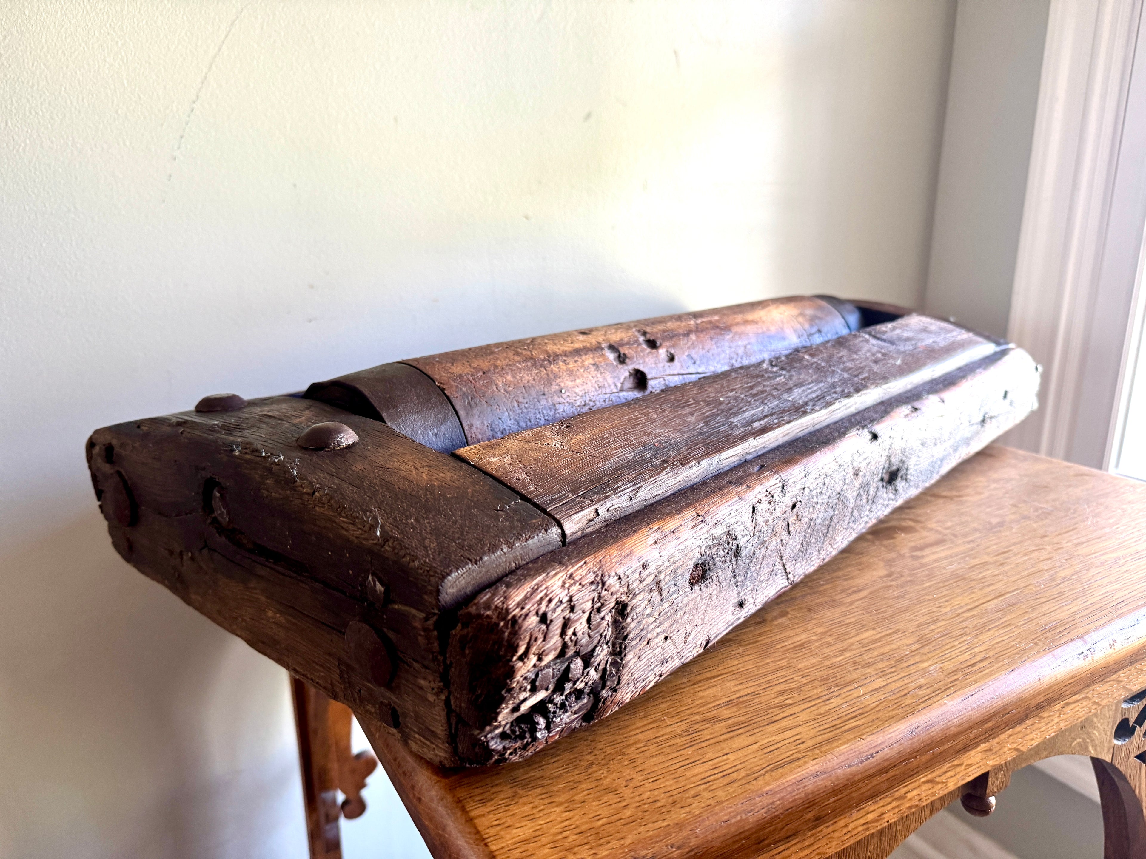 Antique Wooden Sawmill Roller ~ Wooden Shop Equipment Floor Dolley Roller