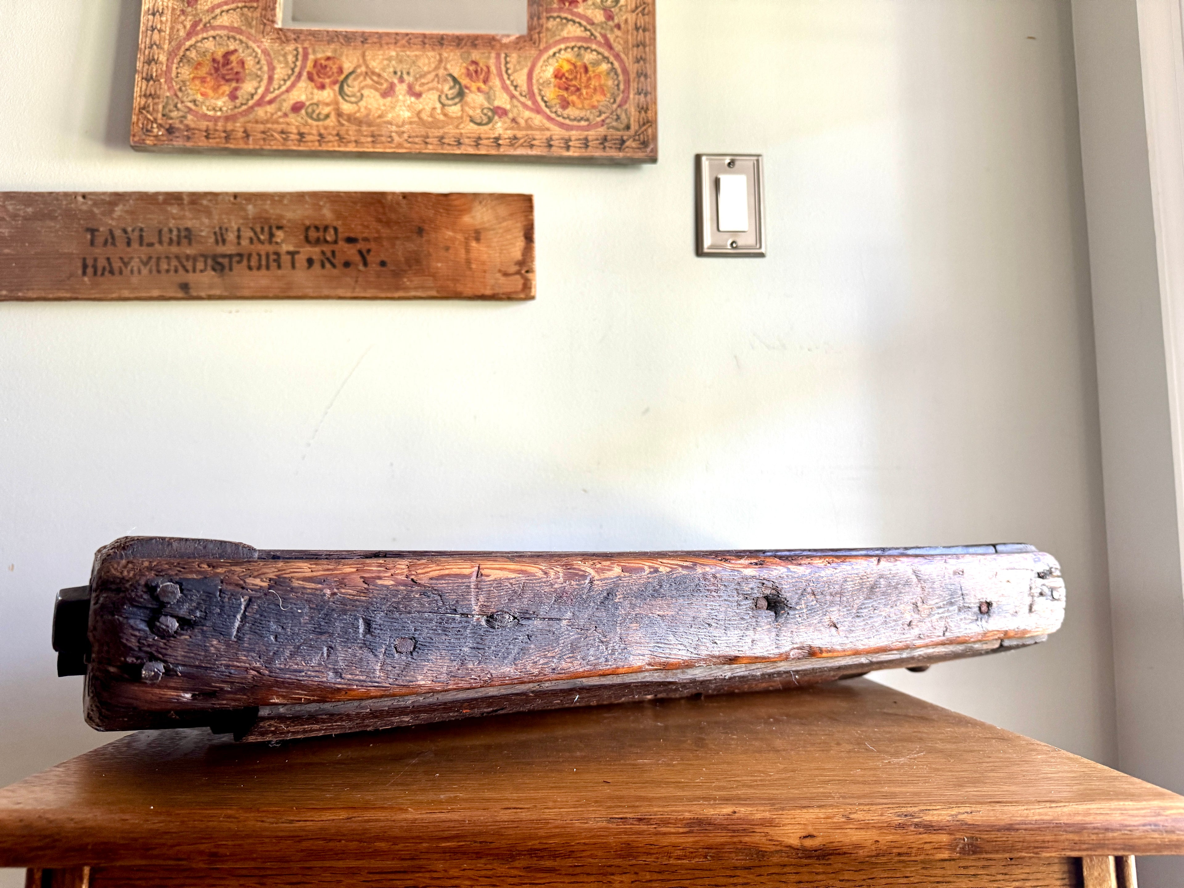 Antique Wooden Sawmill Roller ~ Wooden Shop Equipment Floor Dolley Roller