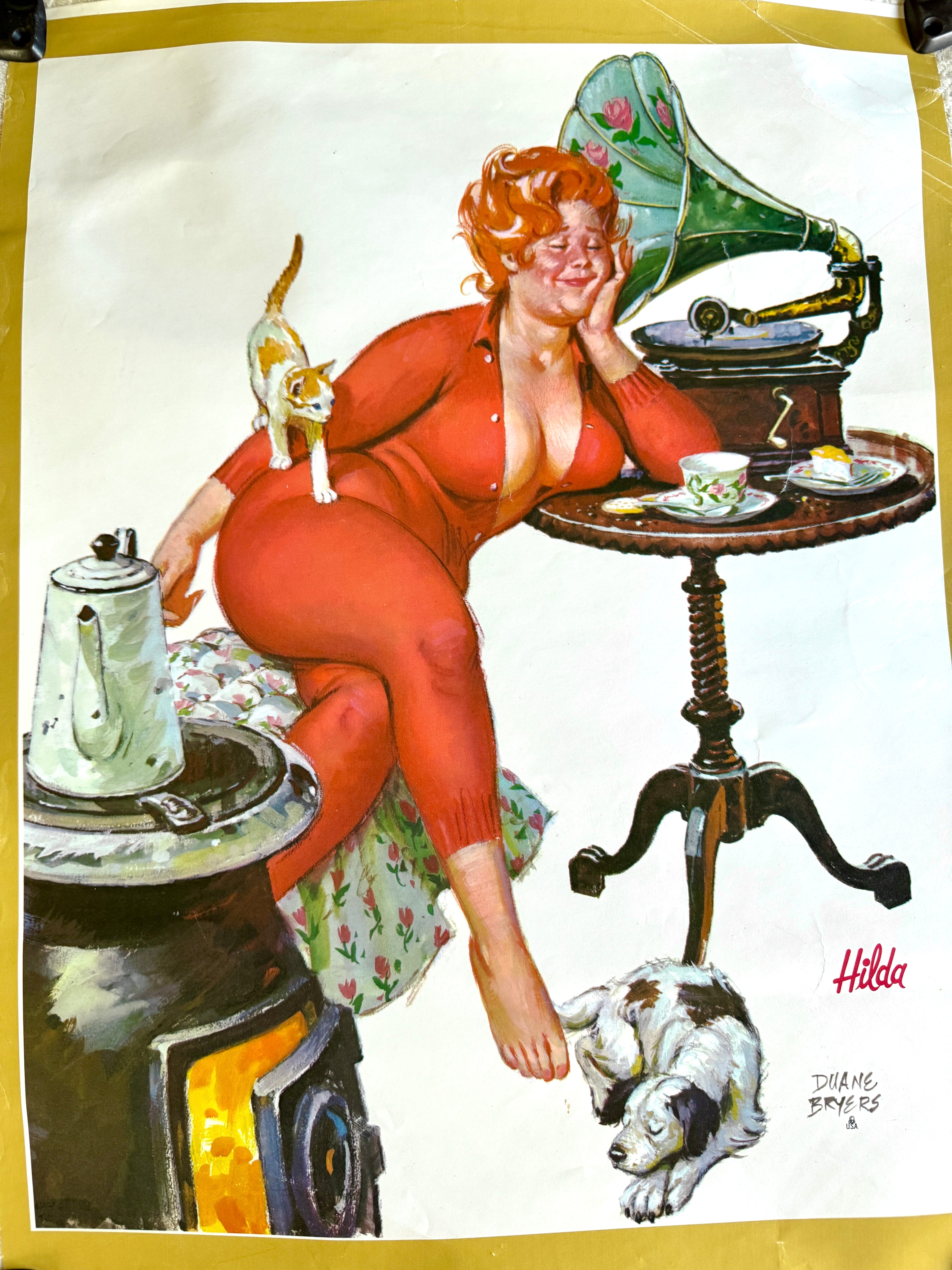 Vtg Duane Bryers "Hilda" Plus Size Girl 1950's Print ~ Vtg "Hilda" Duane Bryers Art Poster