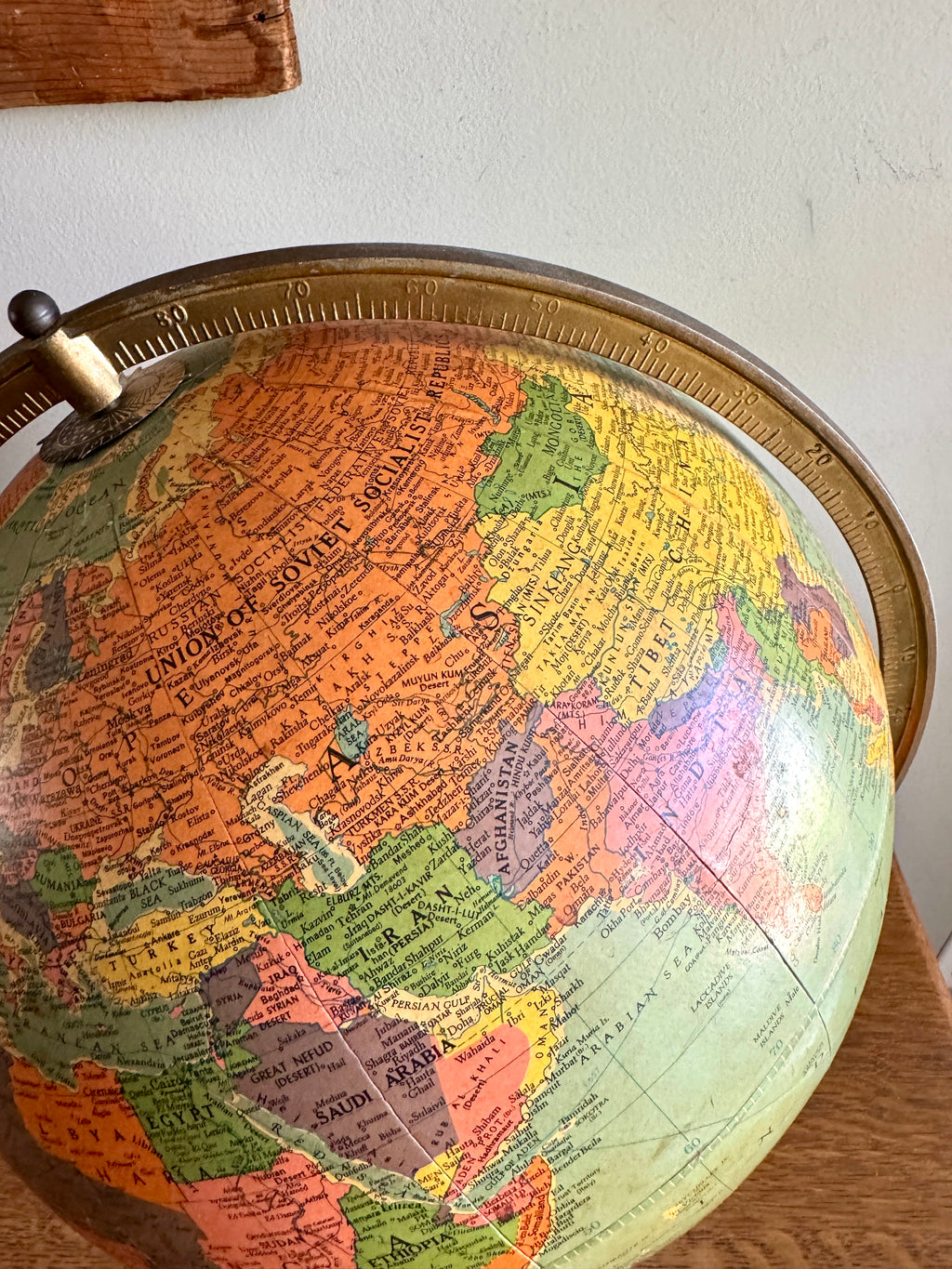 1940's Replogle 12" Reference Globe ~ Vtg World Globe on Stand
