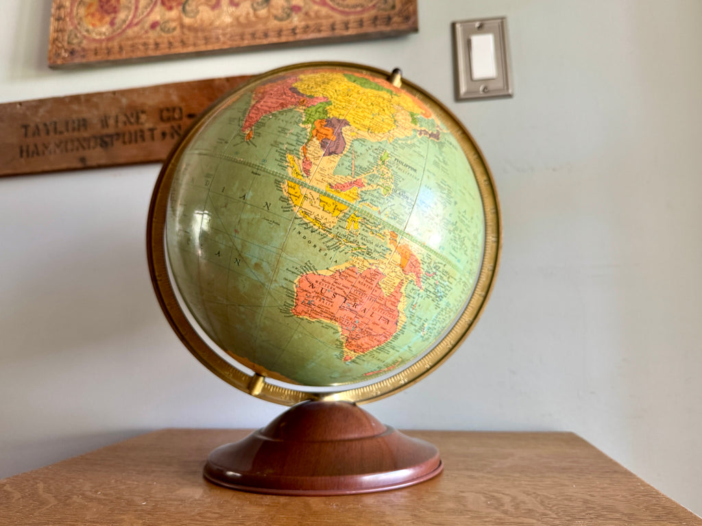 1940's Replogle 12" Reference Globe ~ Vtg World Globe on Stand