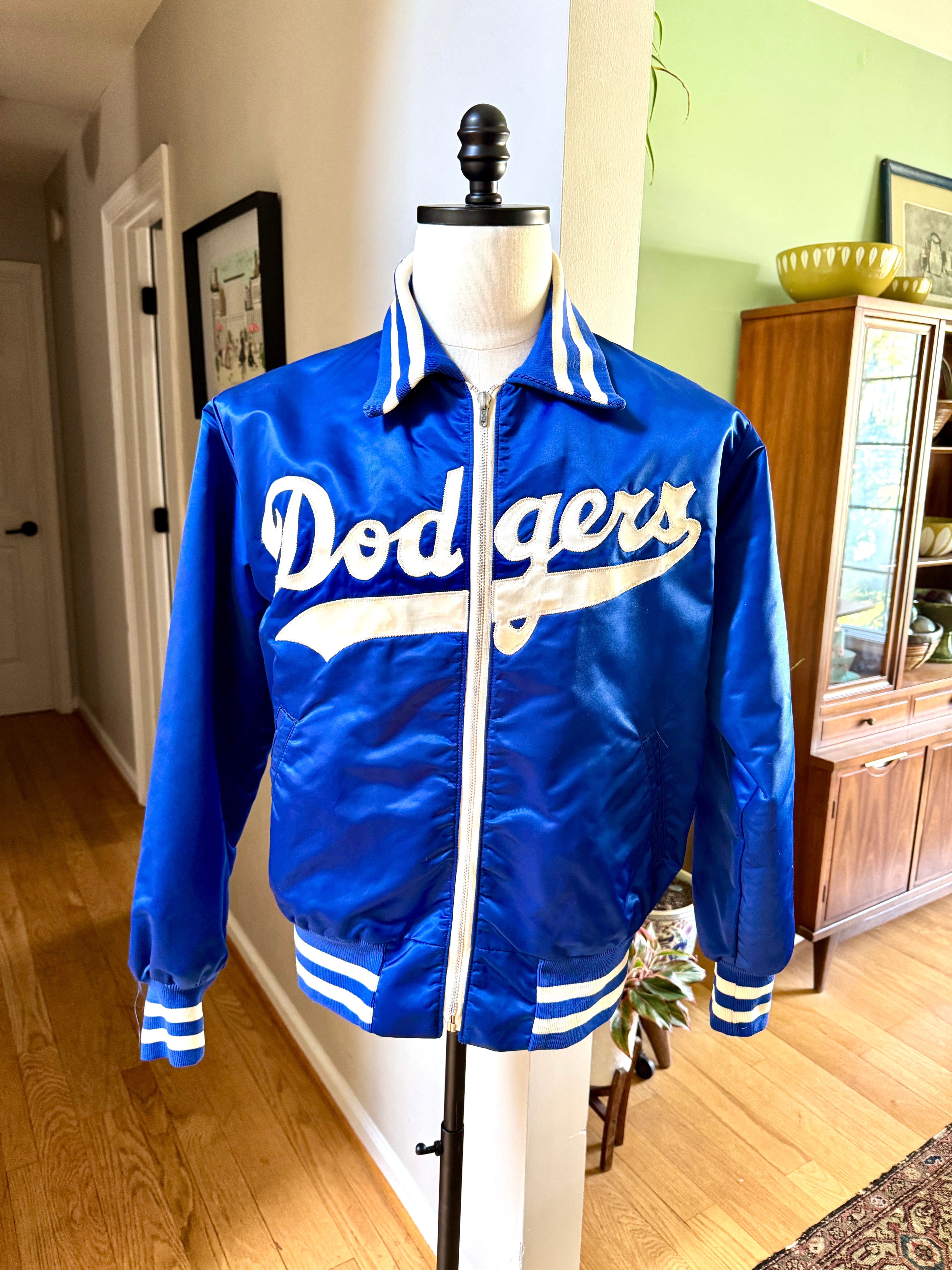 1970's Los Angeles Dodgers Satin Bomber Jacket ~ Size 42 Faux Fur Lined Dodgers Jacket