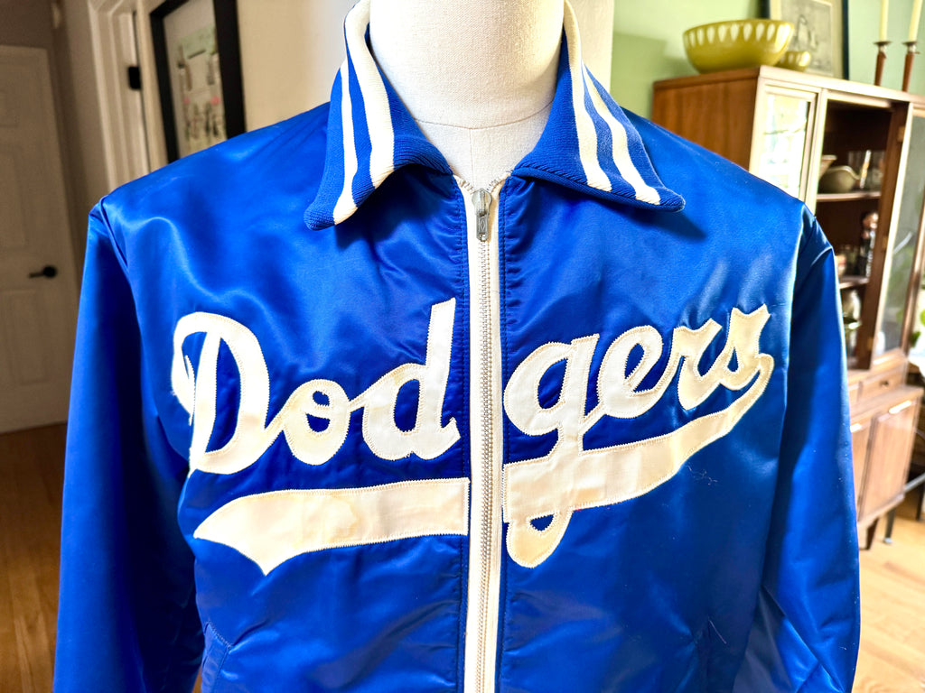 1970's Los Angeles Dodgers Satin Bomber Jacket ~ Size 42 Faux Fur Lined Dodgers Jacket