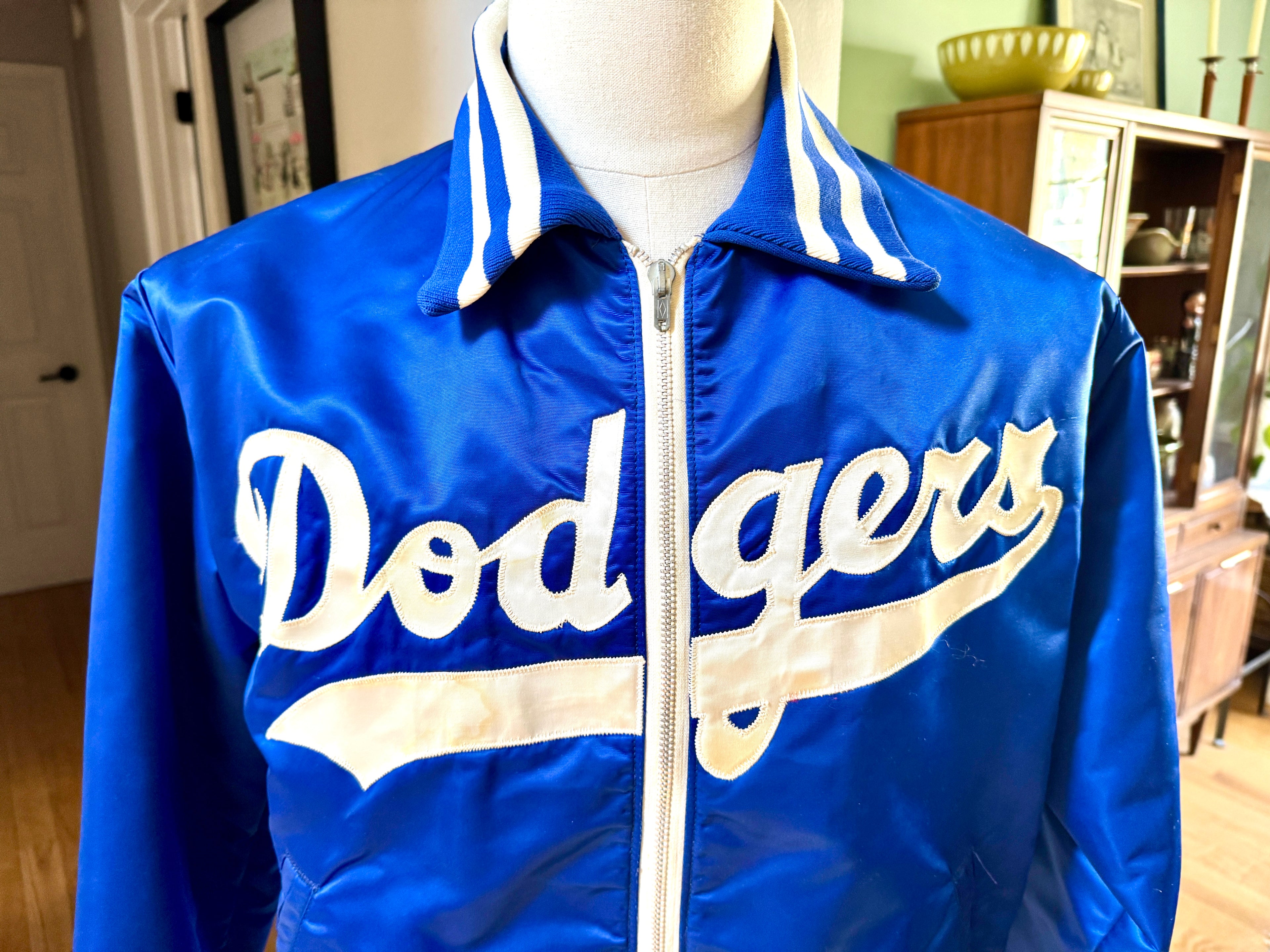 1970's Los Angeles Dodgers Satin Bomber Jacket ~ Size 42 Faux Fur Lined Dodgers Jacket