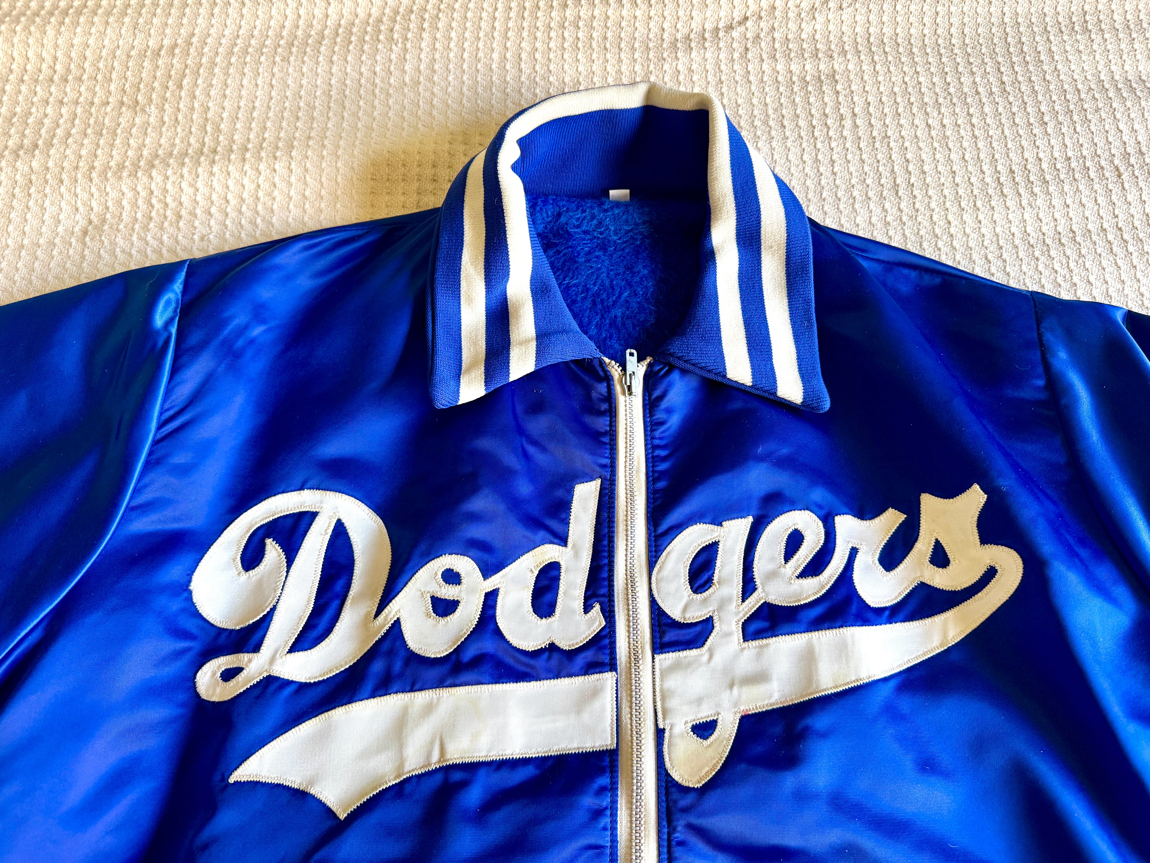 1970's Los Angeles Dodgers Satin Bomber Jacket ~ Size 42 Faux Fur Lined Dodgers Jacket