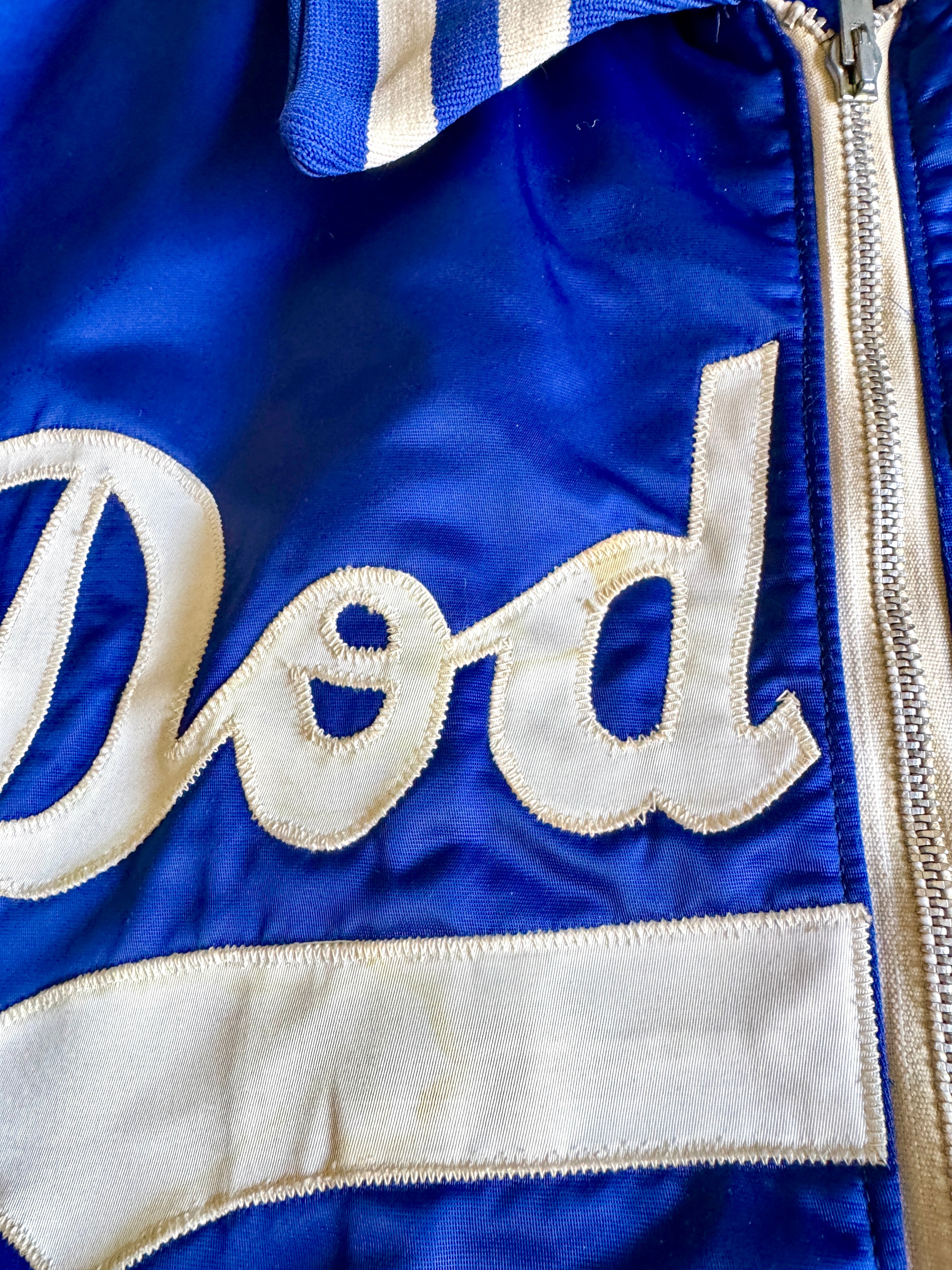 1970's Los Angeles Dodgers Satin Bomber Jacket ~ Size 42 Faux Fur Lined Dodgers Jacket
