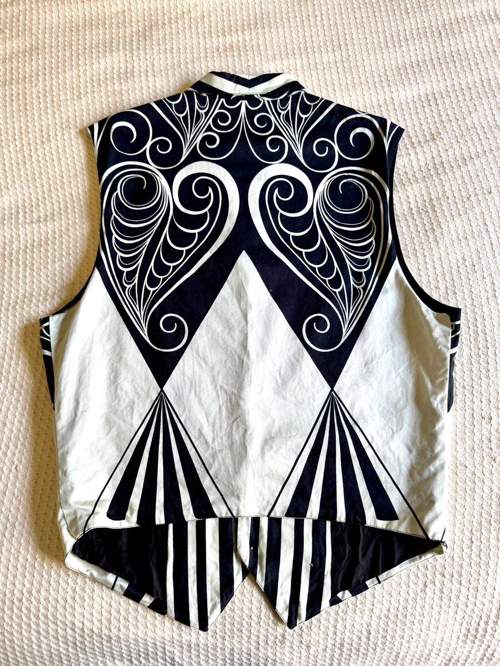 1980's Gianni Versace Black & White Art Deco Print Pattern Vest 34/48