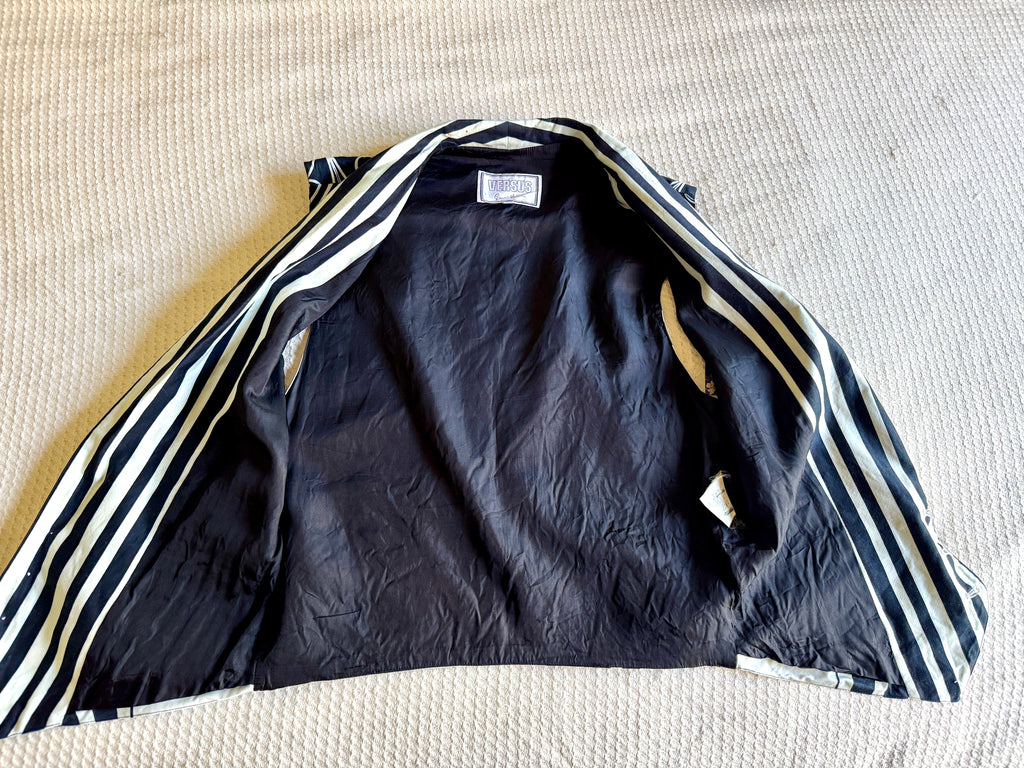 1980's Gianni Versace Black & White Art Deco Print Pattern Vest 34/48