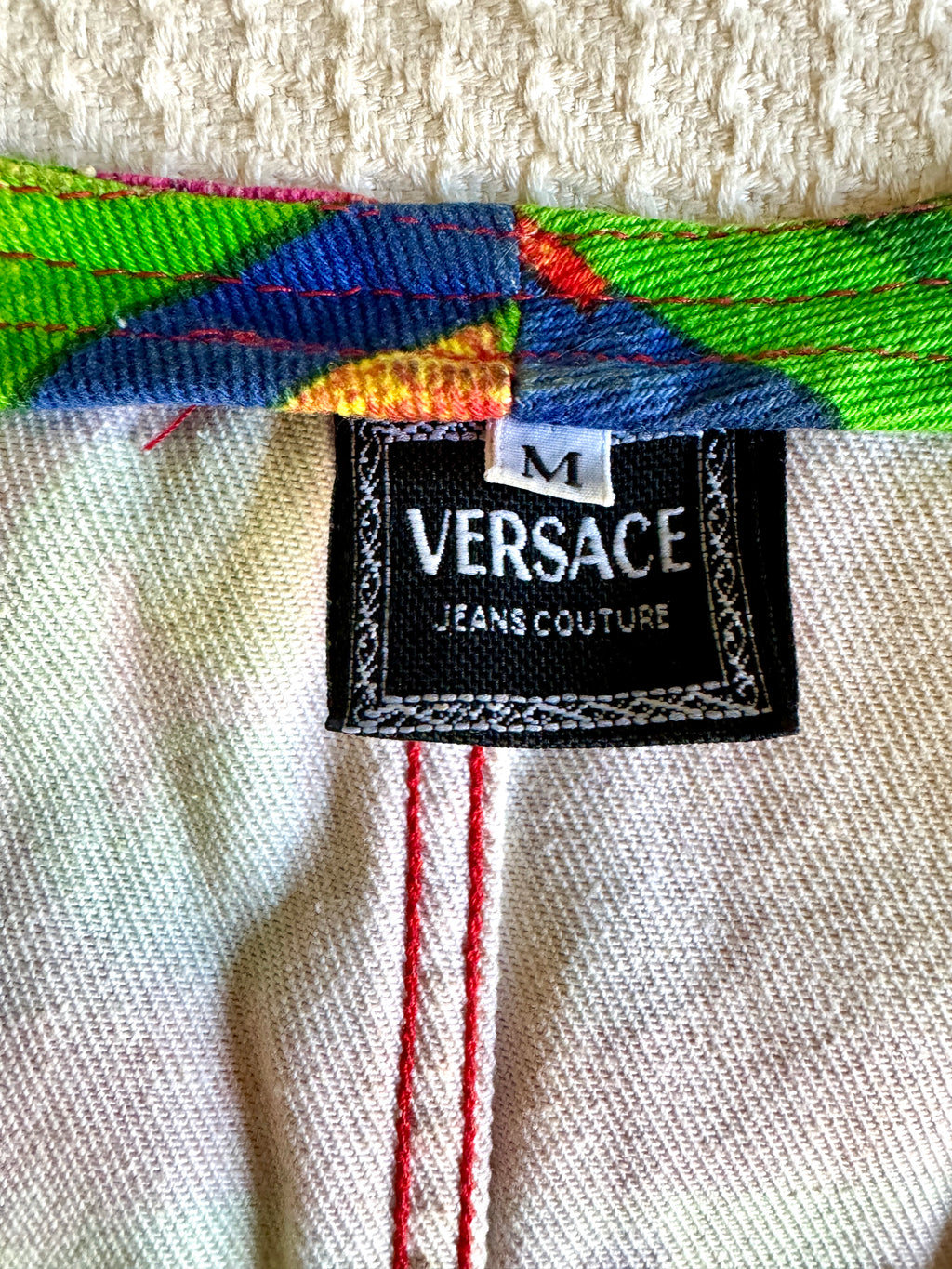 1980's Versace Love Block Print Denim Streetwear Vest ~ Medium Versace "Love" Vest