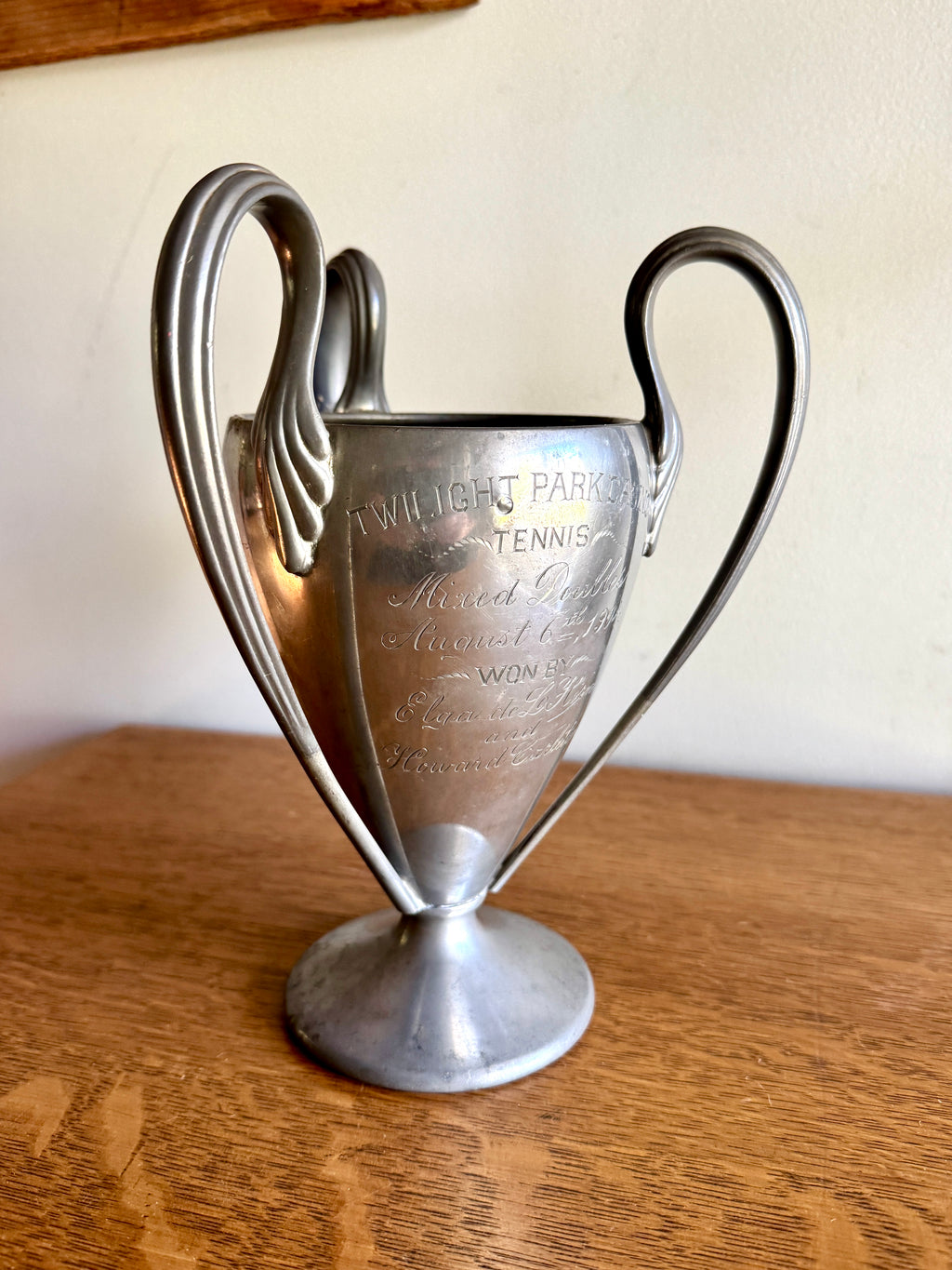 1904 Reed & Barton Silver Plated Three Handle Tennis Cup Trophy ~ Antique Trophy