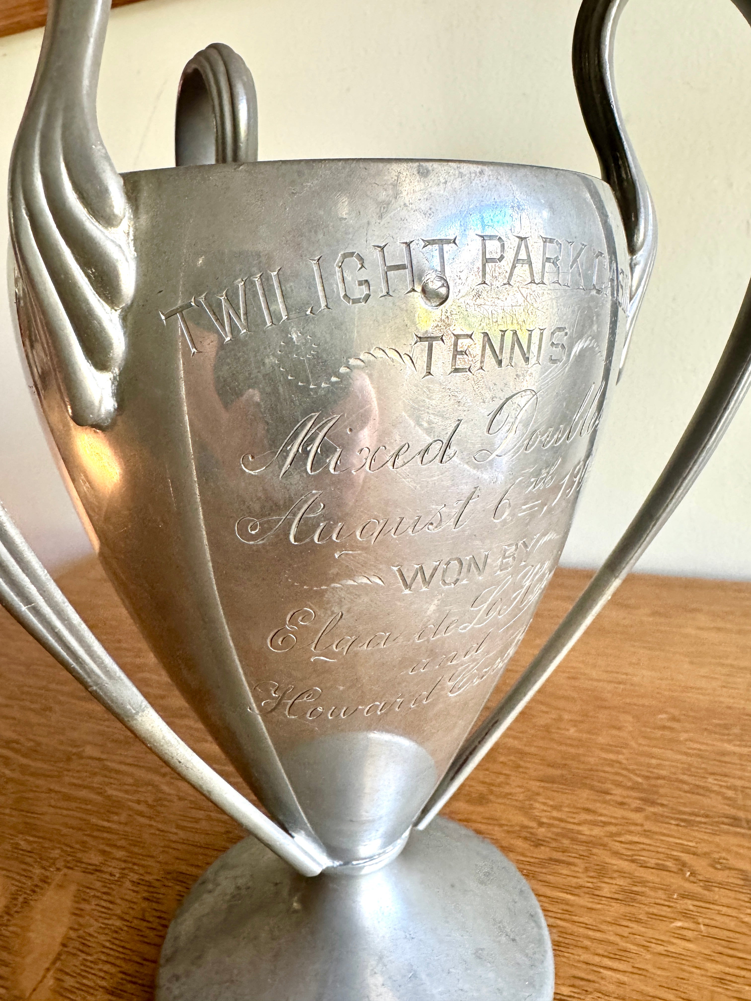 1904 Reed & Barton Silver Plated Three Handle Tennis Cup Trophy ~ Antique Trophy