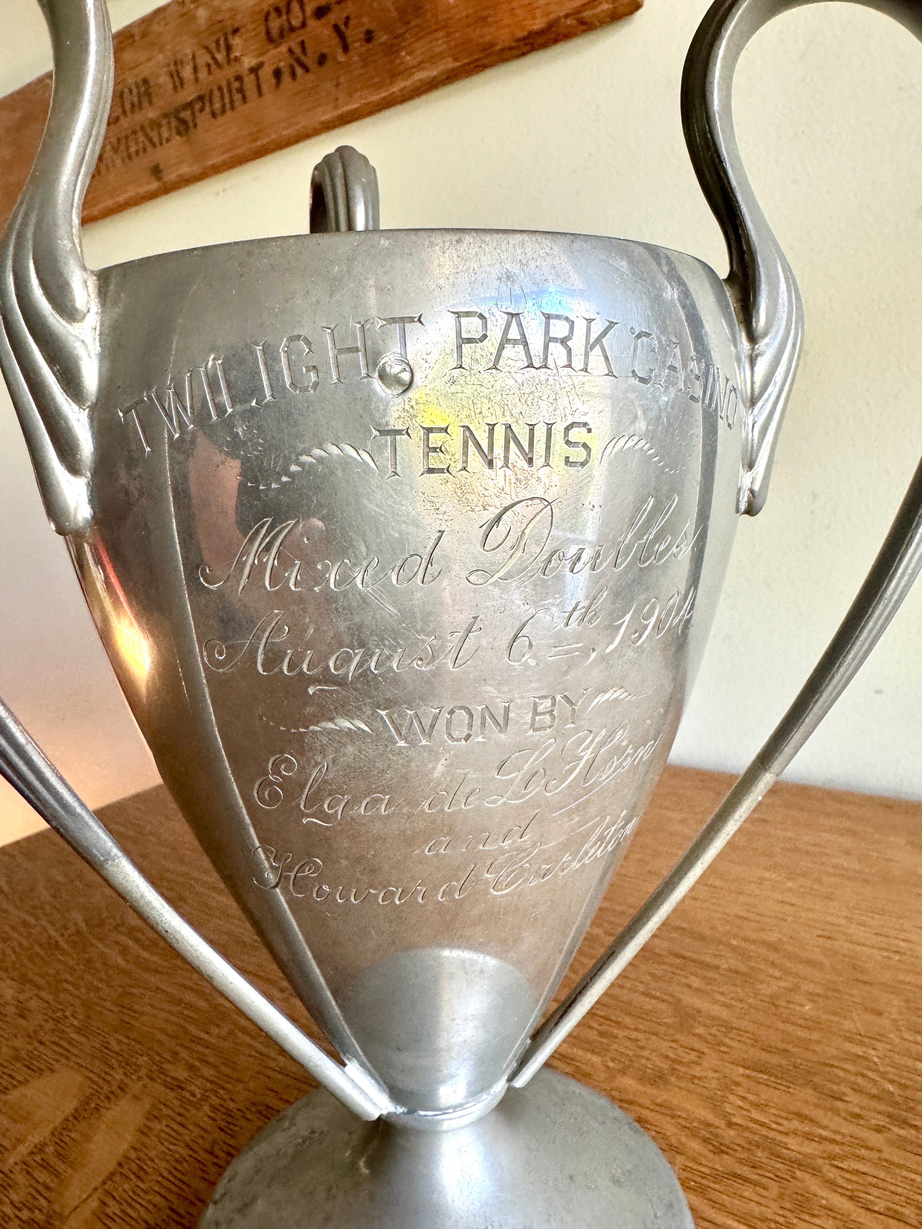 1904 Reed & Barton Silver Plated Three Handle Tennis Cup Trophy ~ Antique Trophy