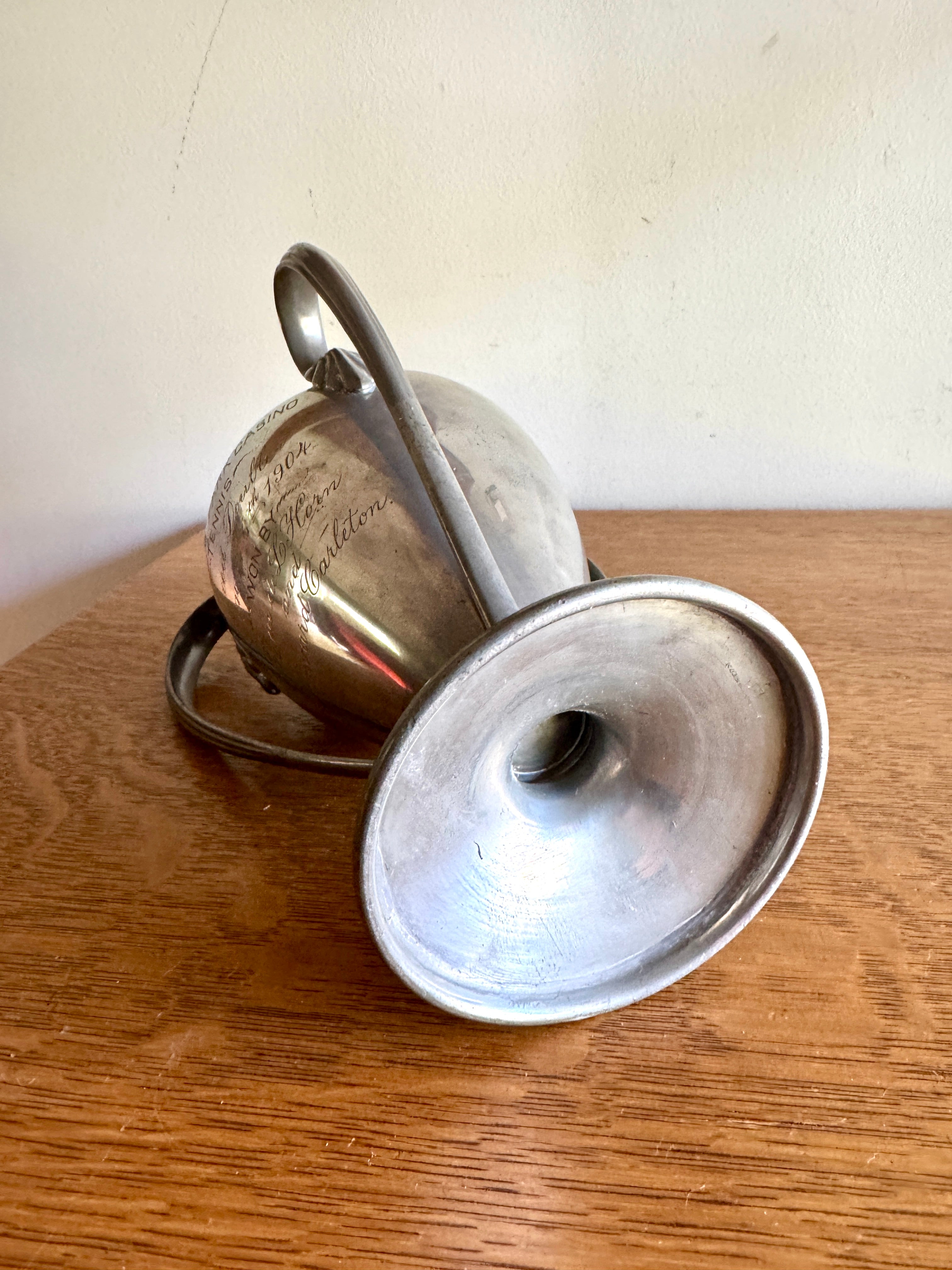 1904 Reed & Barton Silver Plated Three Handle Tennis Cup Trophy ~ Antique Trophy