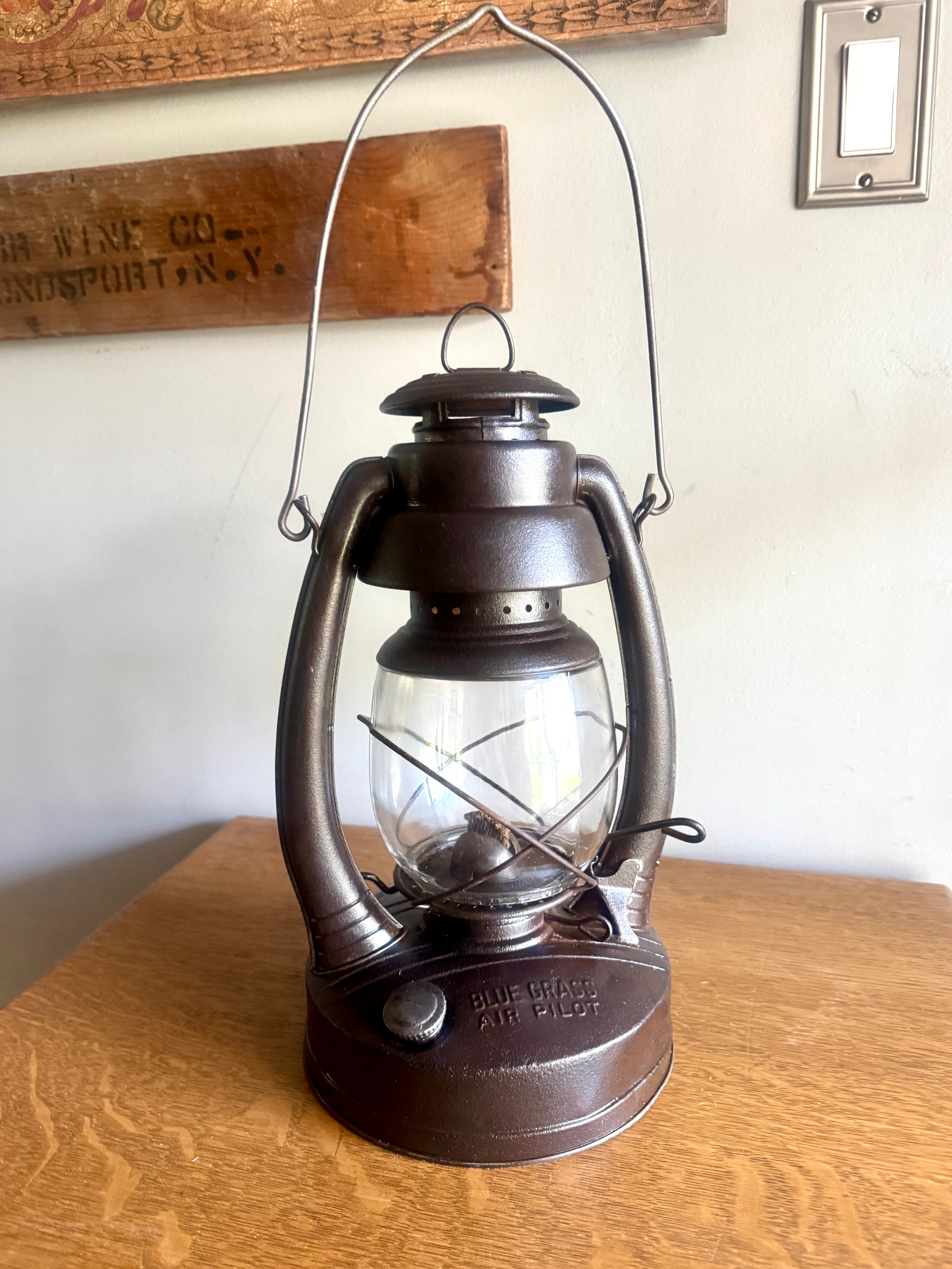 Vtg Belknap Hdw & Mfg Co Blue Grass Air Pilot Lantern- Louisville, KY