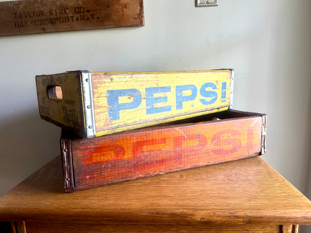 Vtg Wooden 24 Bottle Pepsi Crates ~ Lynchburg and Roanoke VA Pepsi Crates