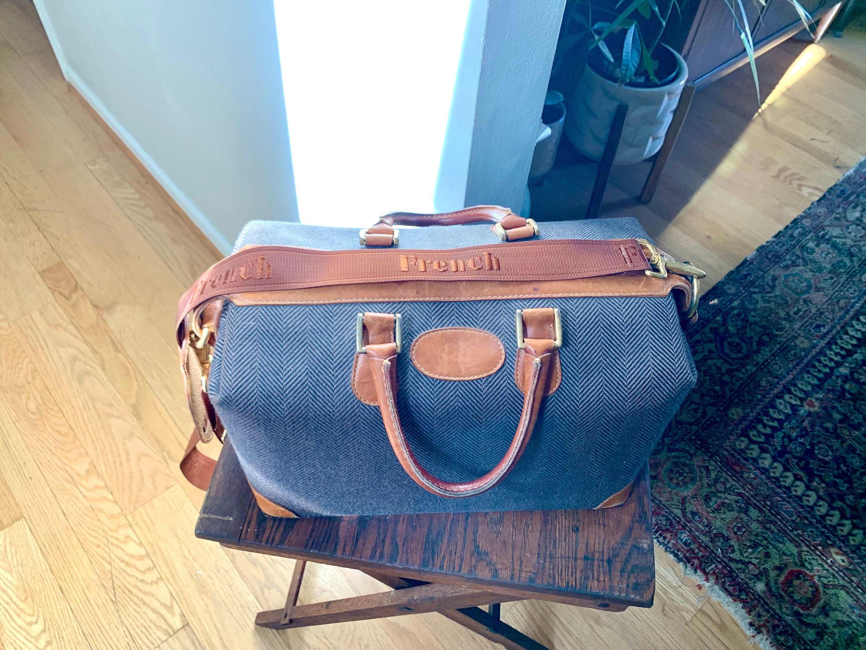 Vtg French Company Tweed Shoulder Bag | Tweed French Weekender Bag | MCM Tweed Bag |Tweed Crossbody Bag