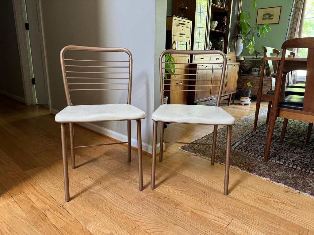 Vtg Pair of Cosco Model 60 Folding Chair | Cosco Padded Metal Folding Chairs | Industrial Folding Chairs | Mid Century Dining Chair