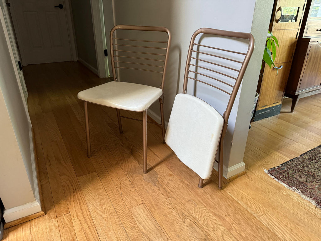 Vtg Pair of Cosco Model 60 Folding Chair | Cosco Padded Metal Folding Chairs | Industrial Folding Chairs | Mid Century Dining Chair