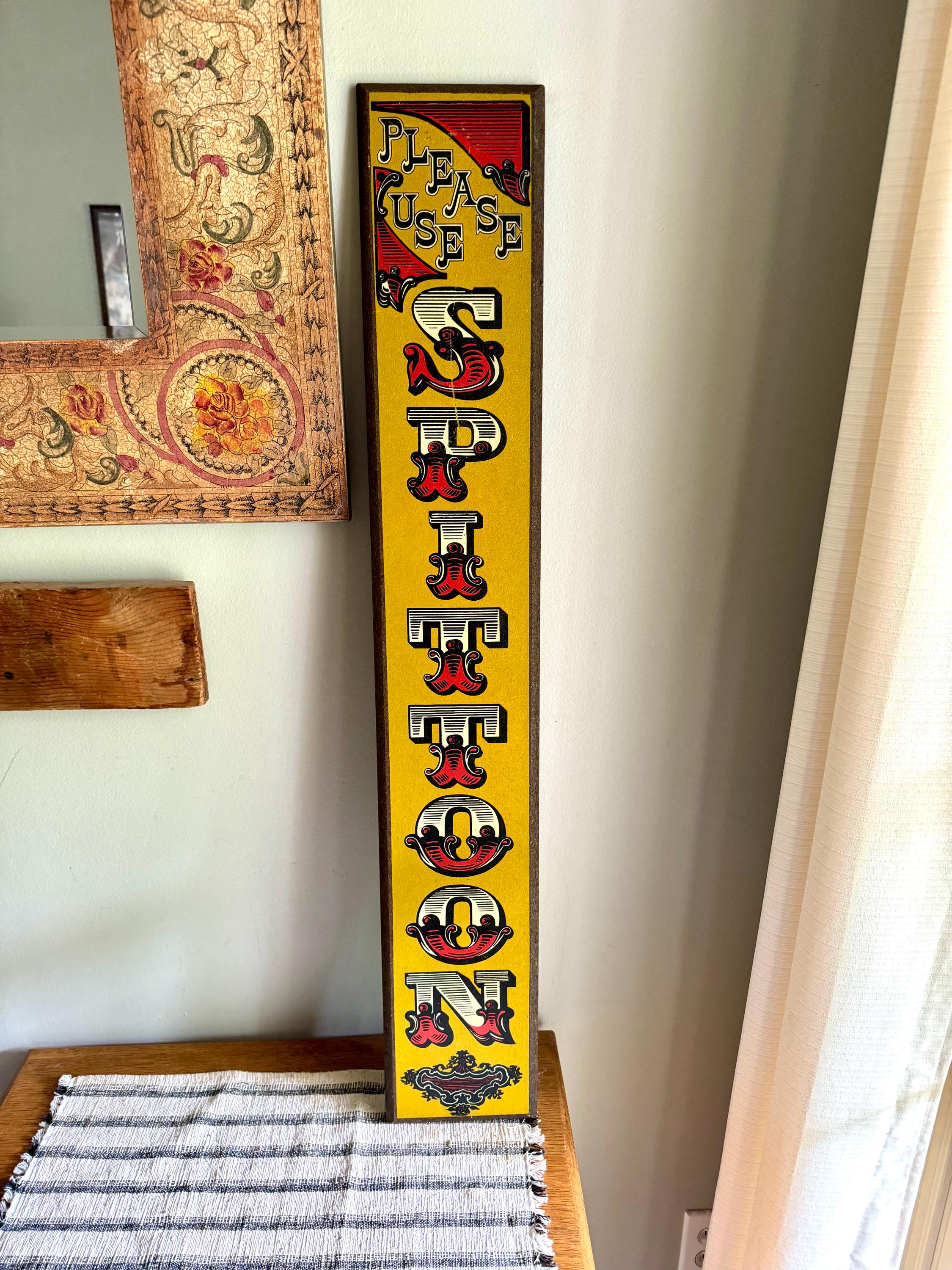 Vintage Yorkraft Wood Saloon Sign | Rustic Bar Decor | Hand Crafted Wooden Pub Sign | Man Cave Decor | "Please Us Spittoon Novelty Sign