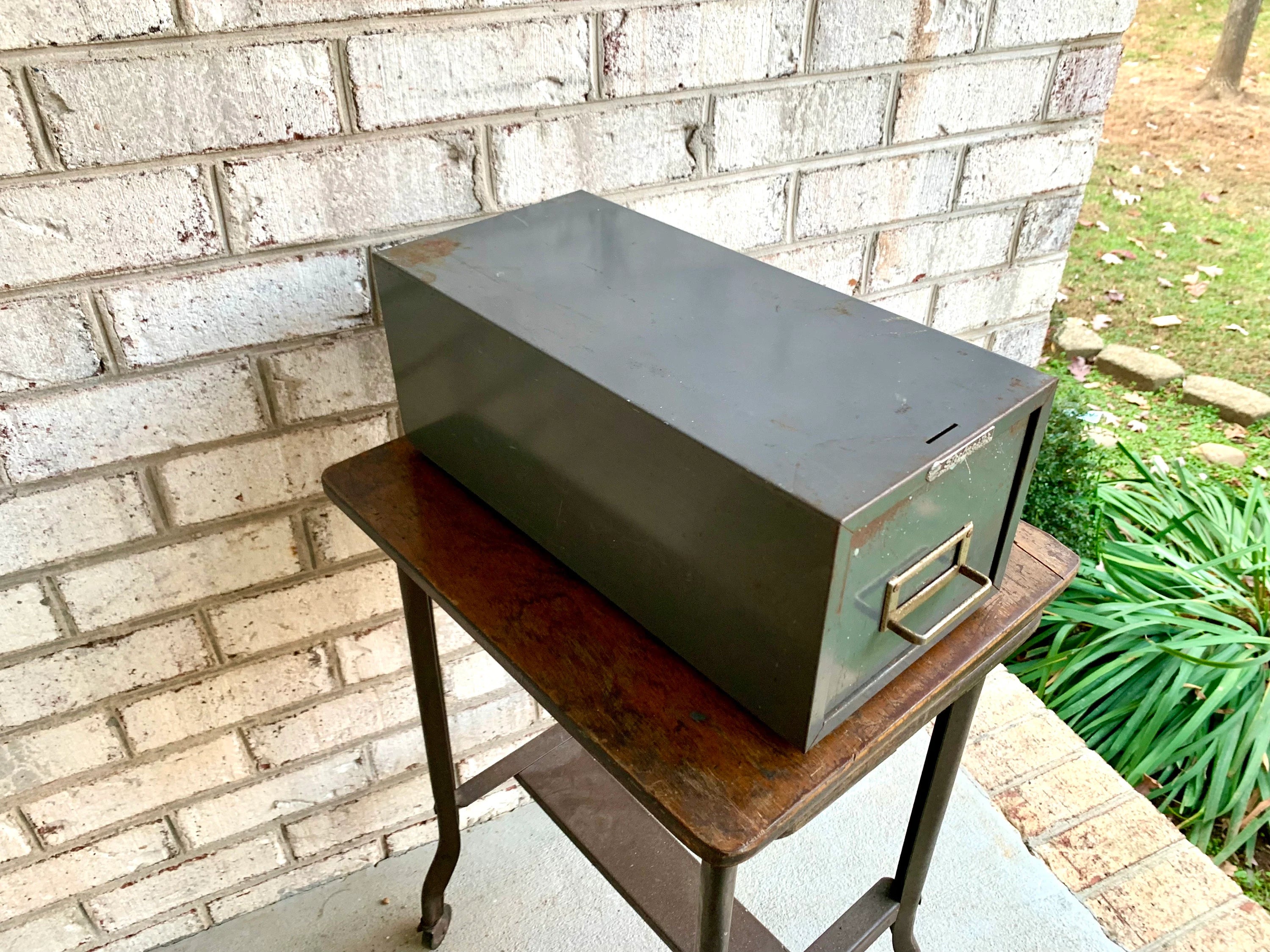 Vtg Rustic Steelmaster Cabinet | Metal Index Card Catalog | Single Drawer Storage | Industrial Storage Bin | Library Card Cabinet
