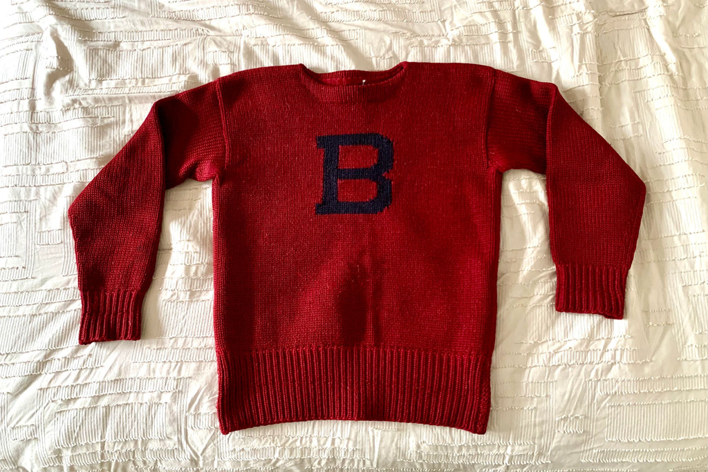 1940's Bethlehem Sporting Goods Wool Sweater| Letter "B" Knitted Wool Sweater | 1940s Sportswear Letterman Sweater "B" Wool Sweater