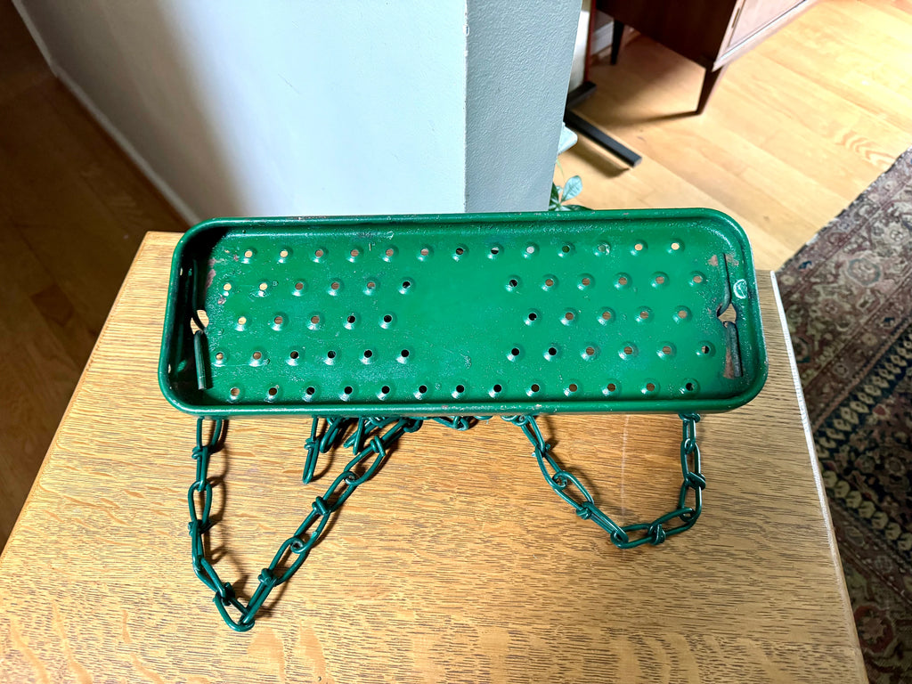 Vintage Metal Kid's Swing | Green Metal Chained Swing Set Swing | 1950's Coolvent Single Swing and Chain | Green Single Swing