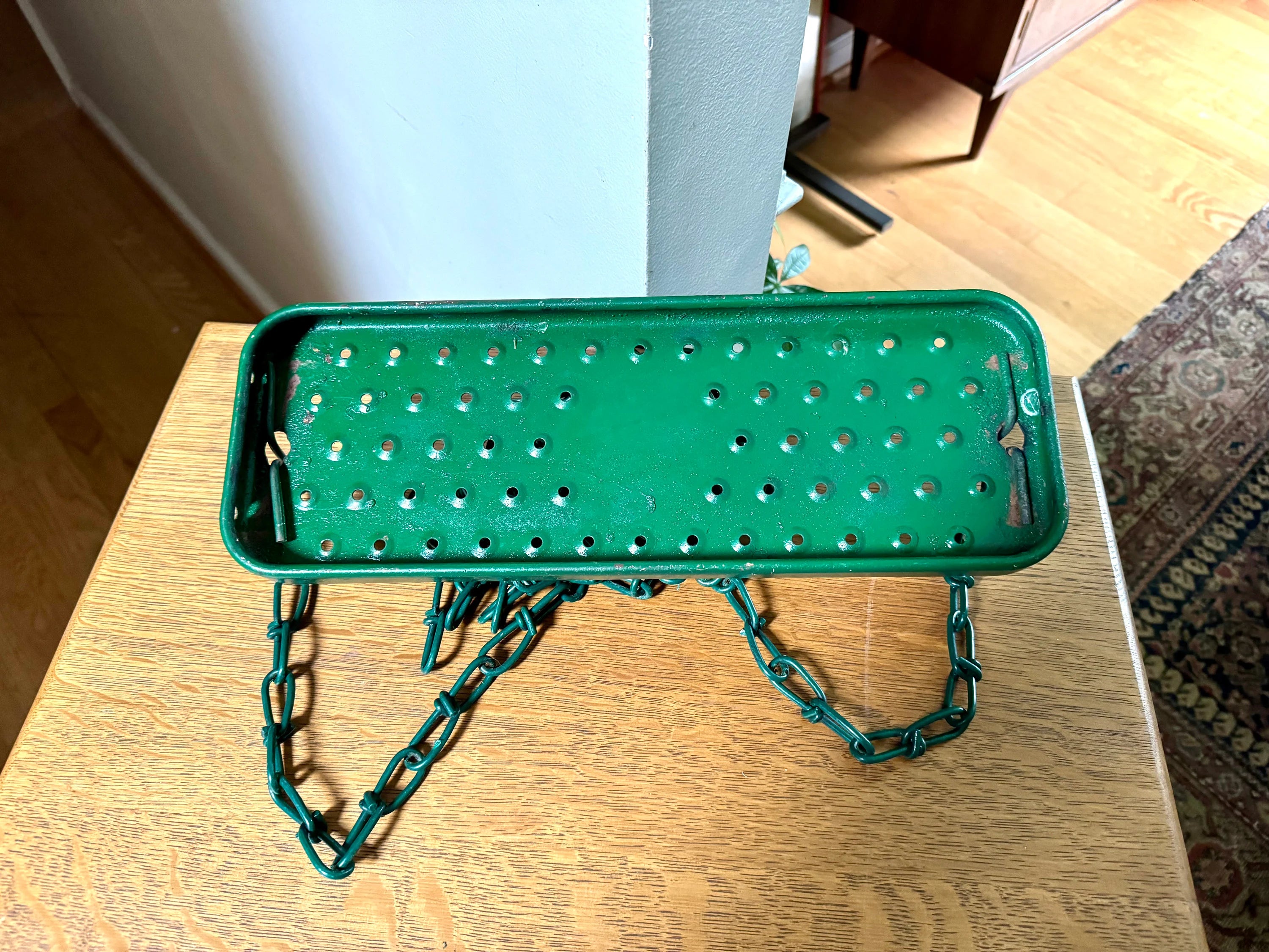 Vintage Metal Kid's Swing | Green Metal Chained Swing Set Swing | 1950's Coolvent Single Swing and Chain | Green Single Swing