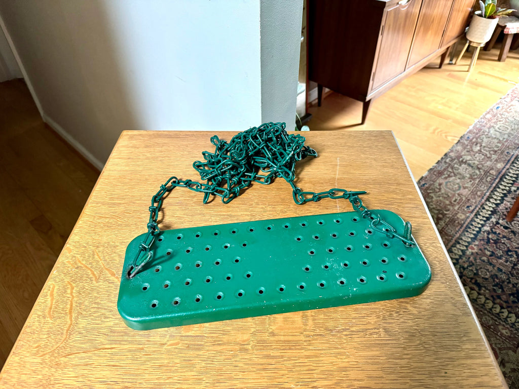 Vintage Metal Kid's Swing | Green Metal Chained Swing Set Swing | 1950's Coolvent Single Swing and Chain | Green Single Swing