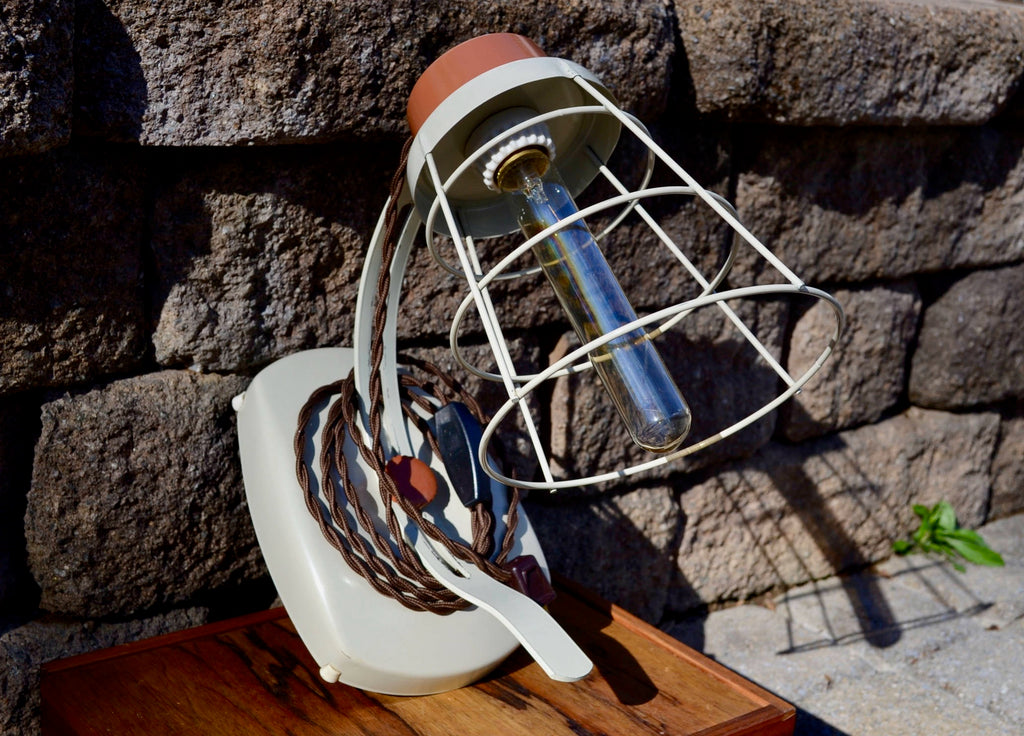 Repurpose Vintage Heat Lamp | Mid Century Industrial Wall Sconce | Rustic Desk Lamp | Retro Industrial Accent Lamp | Reclaimed Lighting