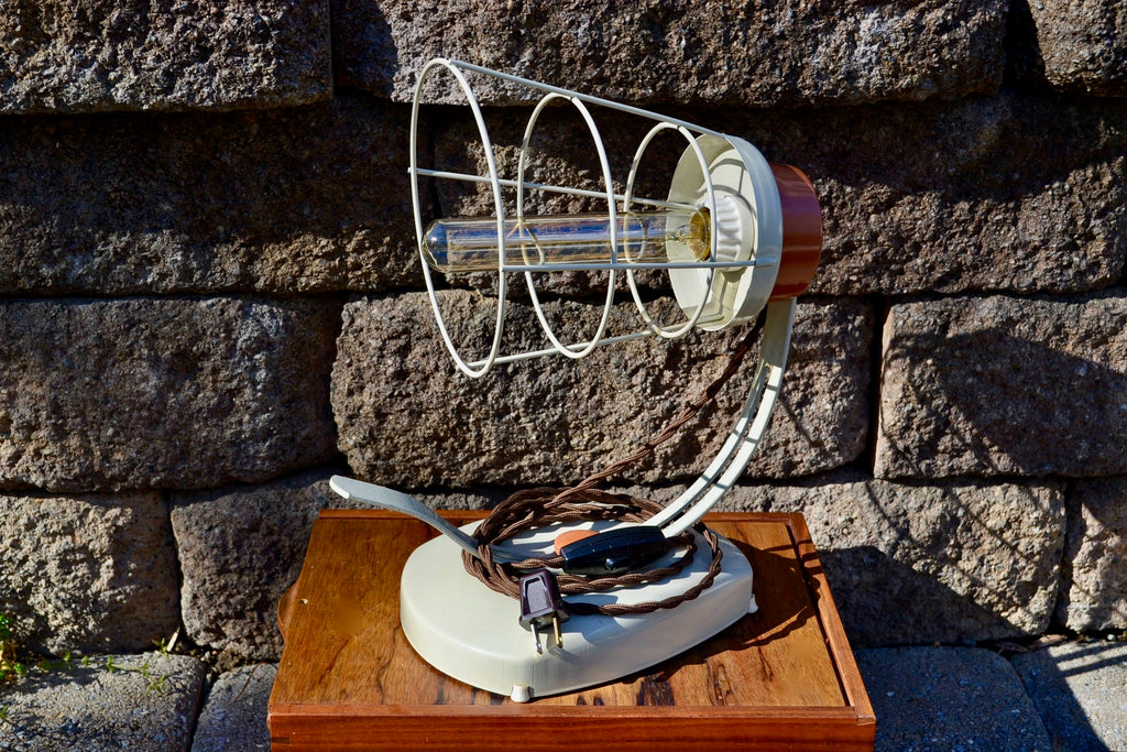 Repurpose Vintage Heat Lamp | Mid Century Industrial Wall Sconce | Rustic Desk Lamp | Retro Industrial Accent Lamp | Reclaimed Lighting