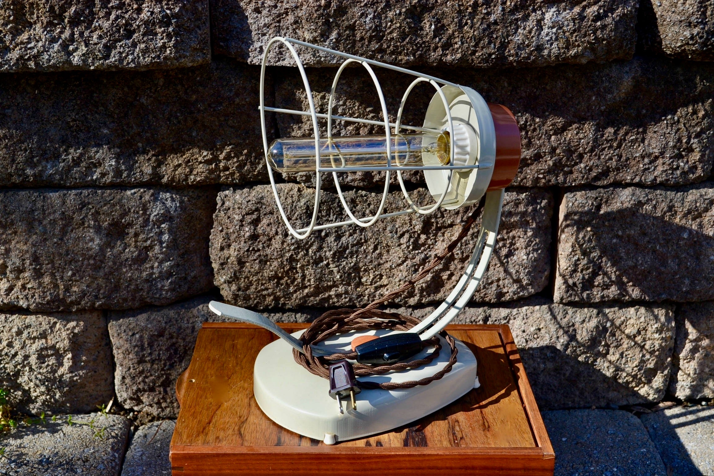 Repurpose Vintage Heat Lamp | Mid Century Industrial Wall Sconce | Rustic Desk Lamp | Retro Industrial Accent Lamp | Reclaimed Lighting