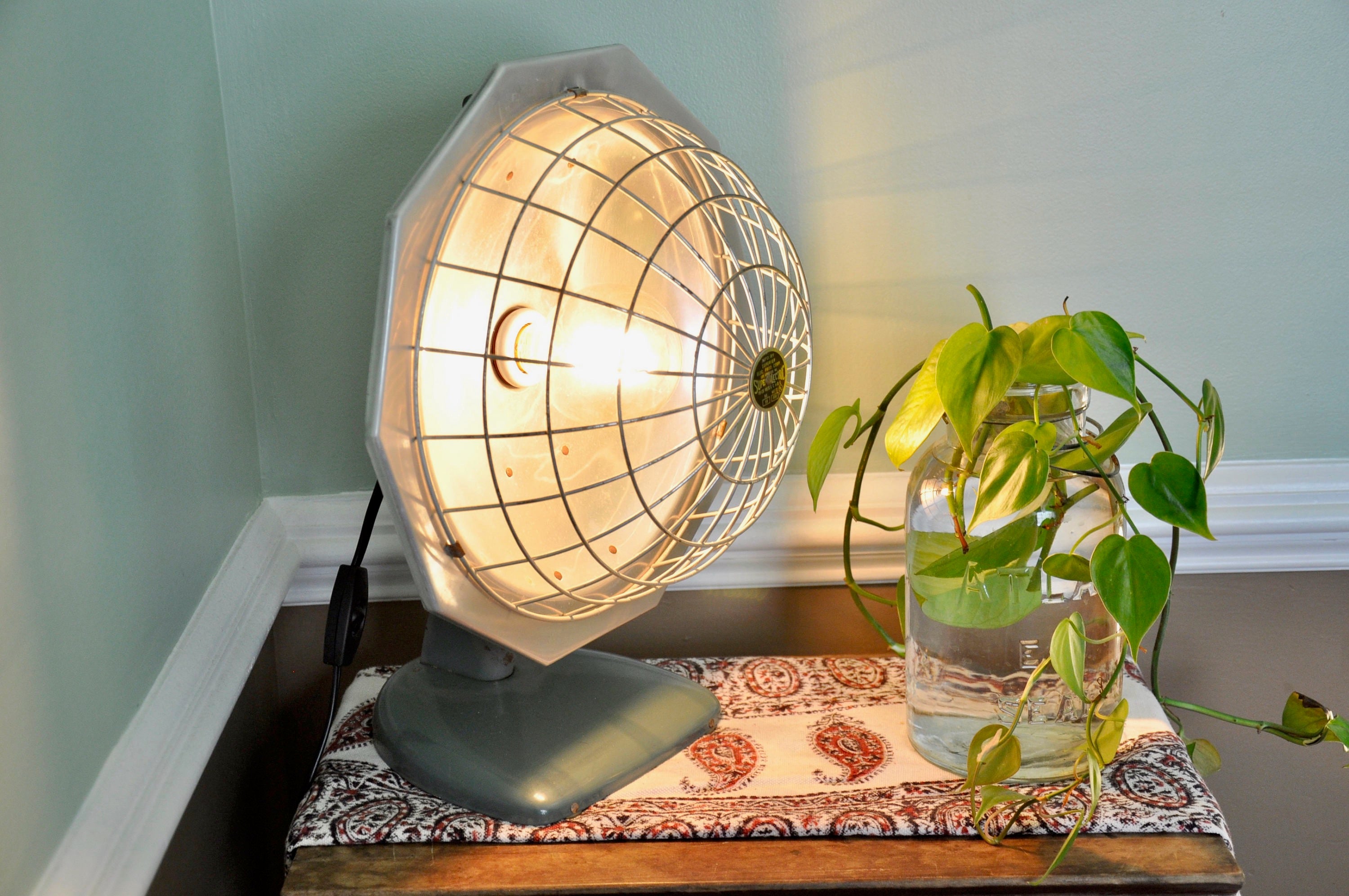 Repurpose Vintage Heater Lamp | Vintage Space Heater Upcycled To Light | Rustic Lamp | Industrial Accent Lamp | Reclaimed Lighting |