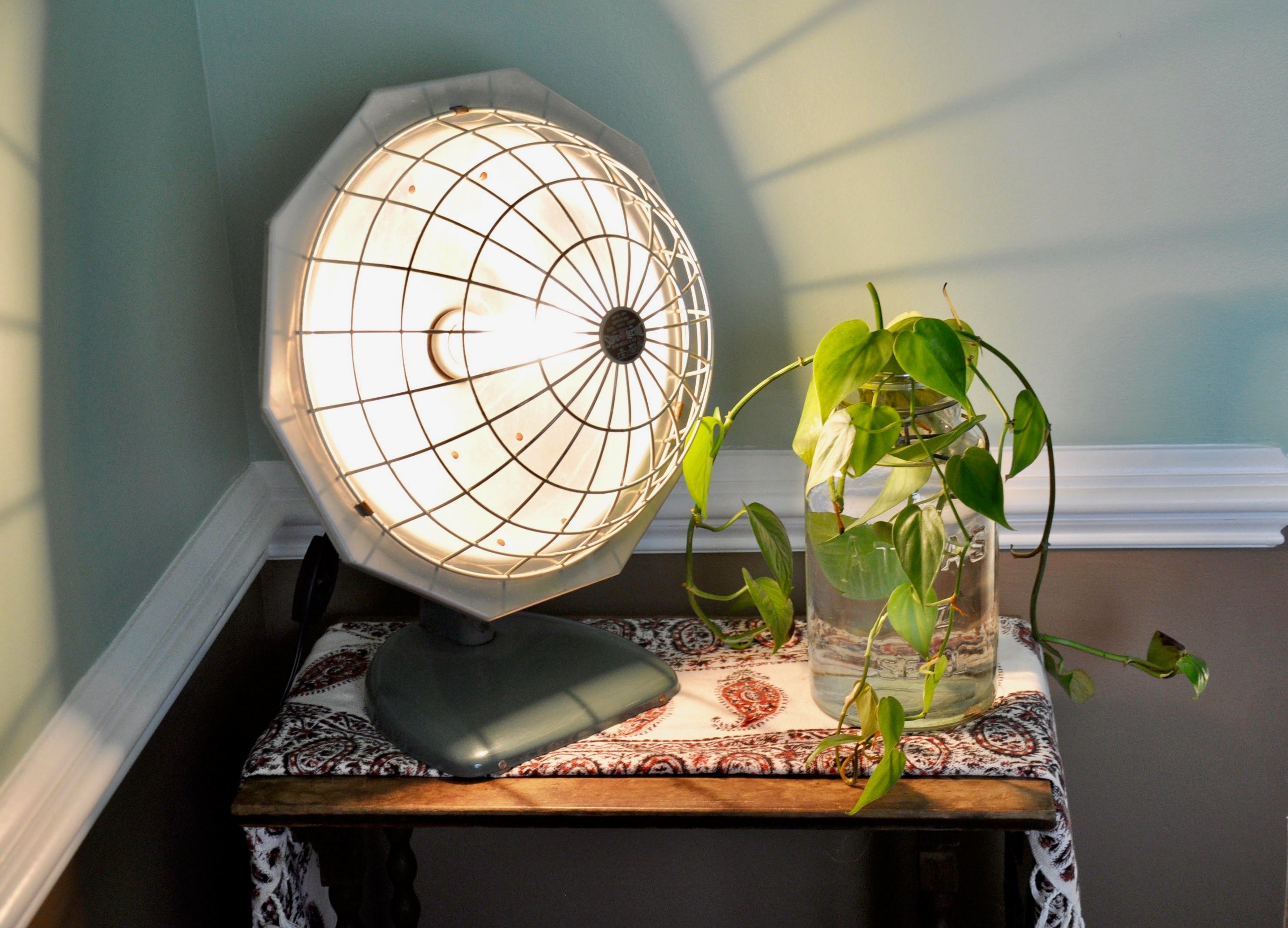 Repurpose Vintage Heater Lamp | Vintage Space Heater Upcycled To Light | Rustic Lamp | Industrial Accent Lamp | Reclaimed Lighting |