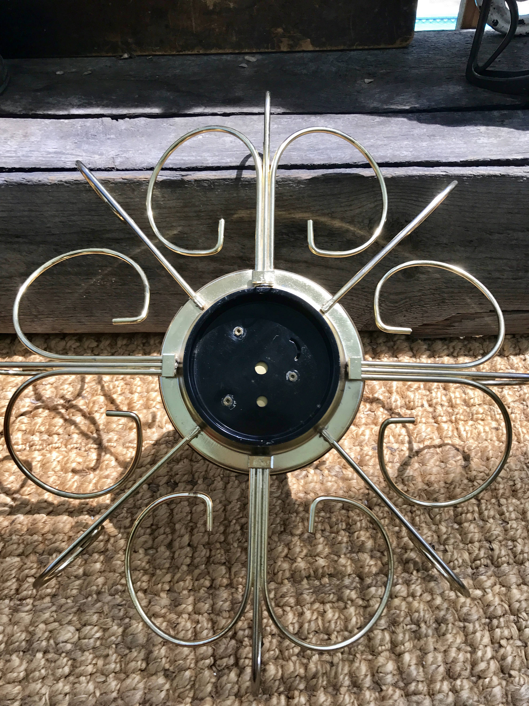 Vtg Retro Starburst Wall Clock | Gold Sunburst Eight Day Wind Up Clock | Mid Century Modern Wall Clock | Brass Retro Modern Wall Clock