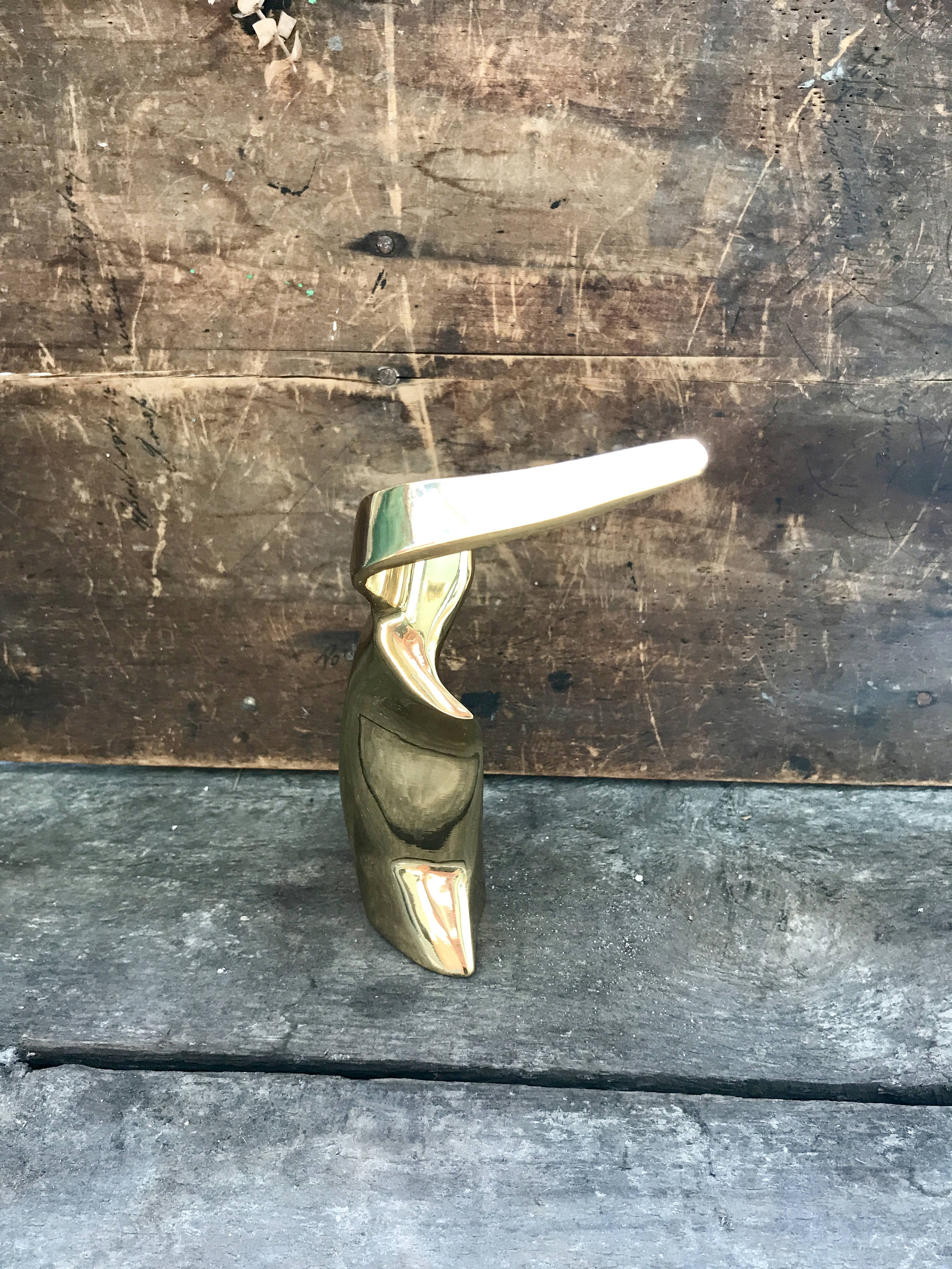 Vintage Brass Seagull Sculpture | Solid Brass Bird Art | Large Solid Brass Mid Century Decor | Modern Brass Abstract Art | Beach House decor