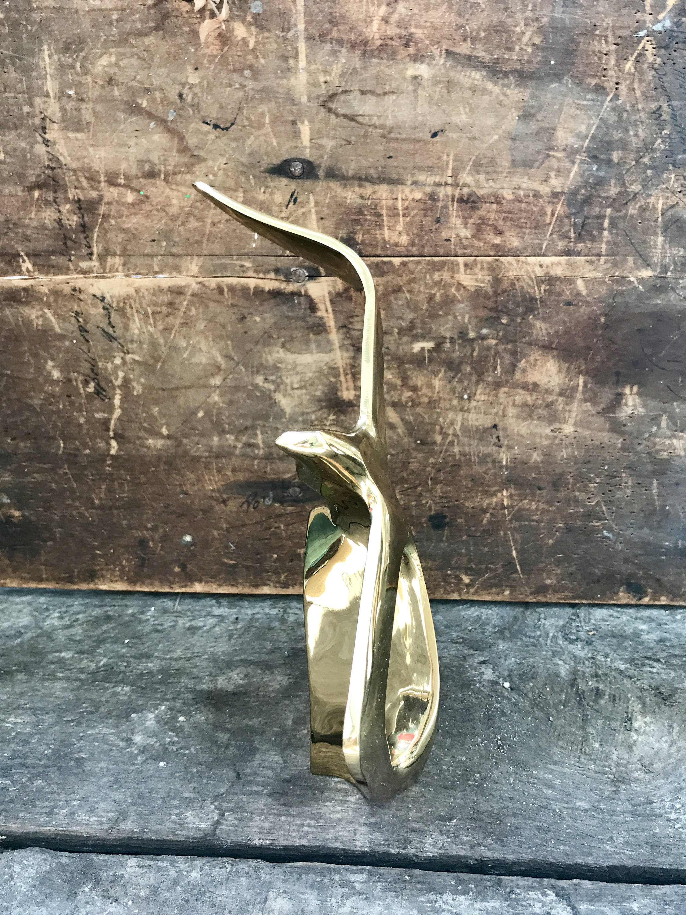 Vintage Brass Seagull Sculpture | Solid Brass Bird Art | Large Solid Brass Mid Century Decor | Modern Brass Abstract Art | Beach House decor