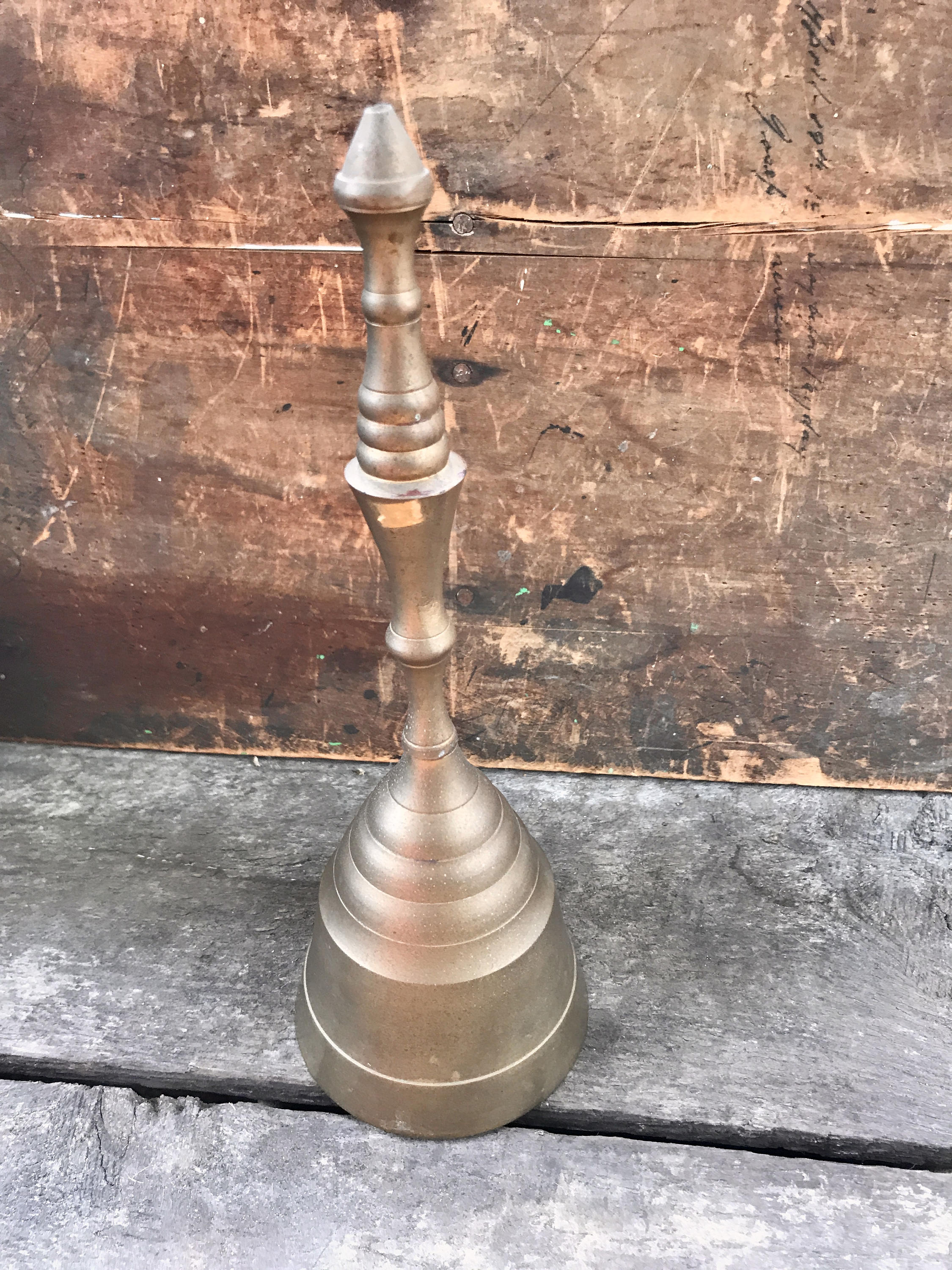 Vtg Brass Bell | Brass Teachers Bell | Rustic Brass Bell | Made in India Brass Dinner Bell | Brass Decor