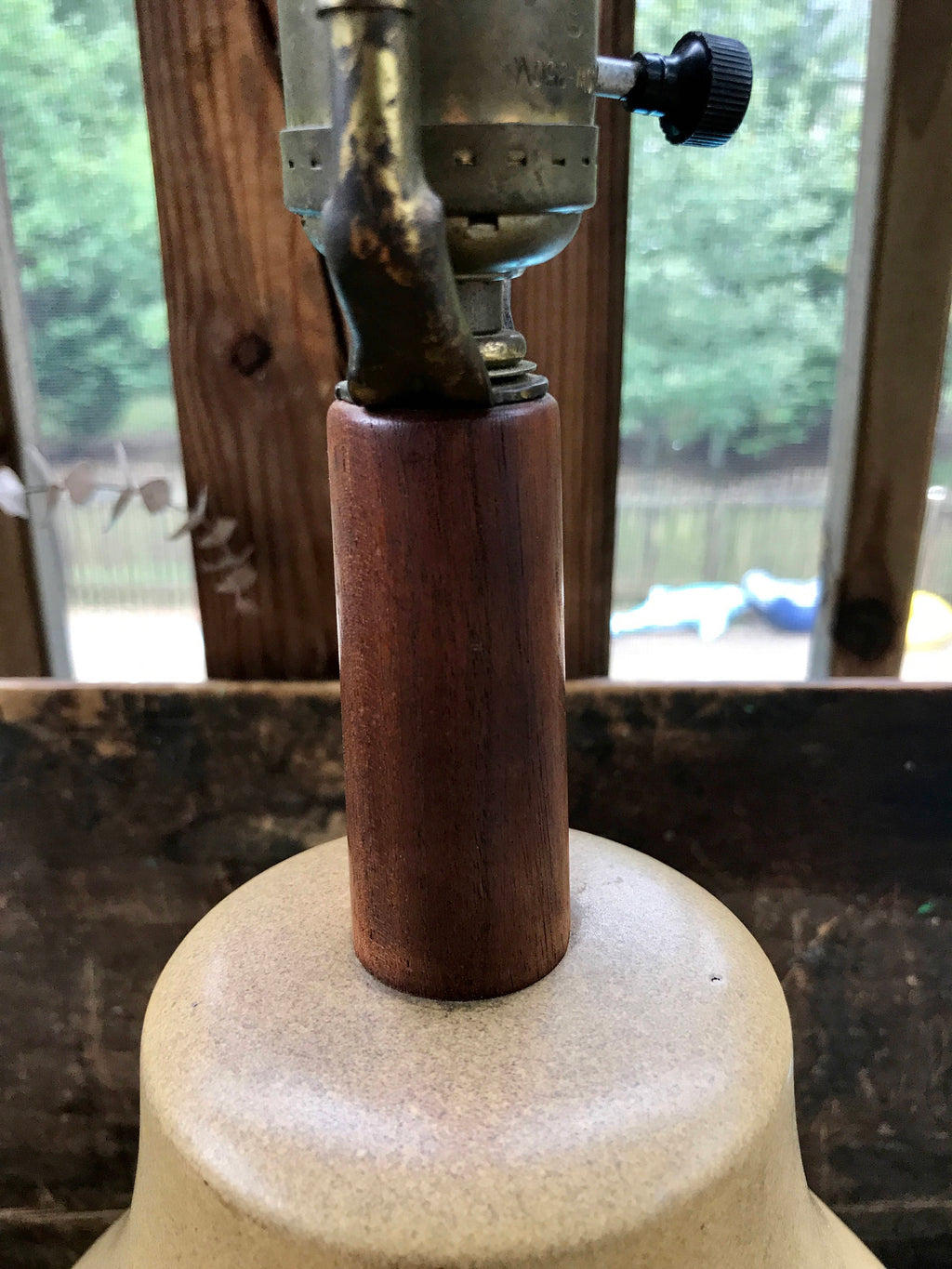 Mid Century Martz Marshall Studios Lamp | Martz Pottery Modern Lamp | Signed Martz Ceramic and Teak Table Lamp | MCM Lamp. 1960s Decor