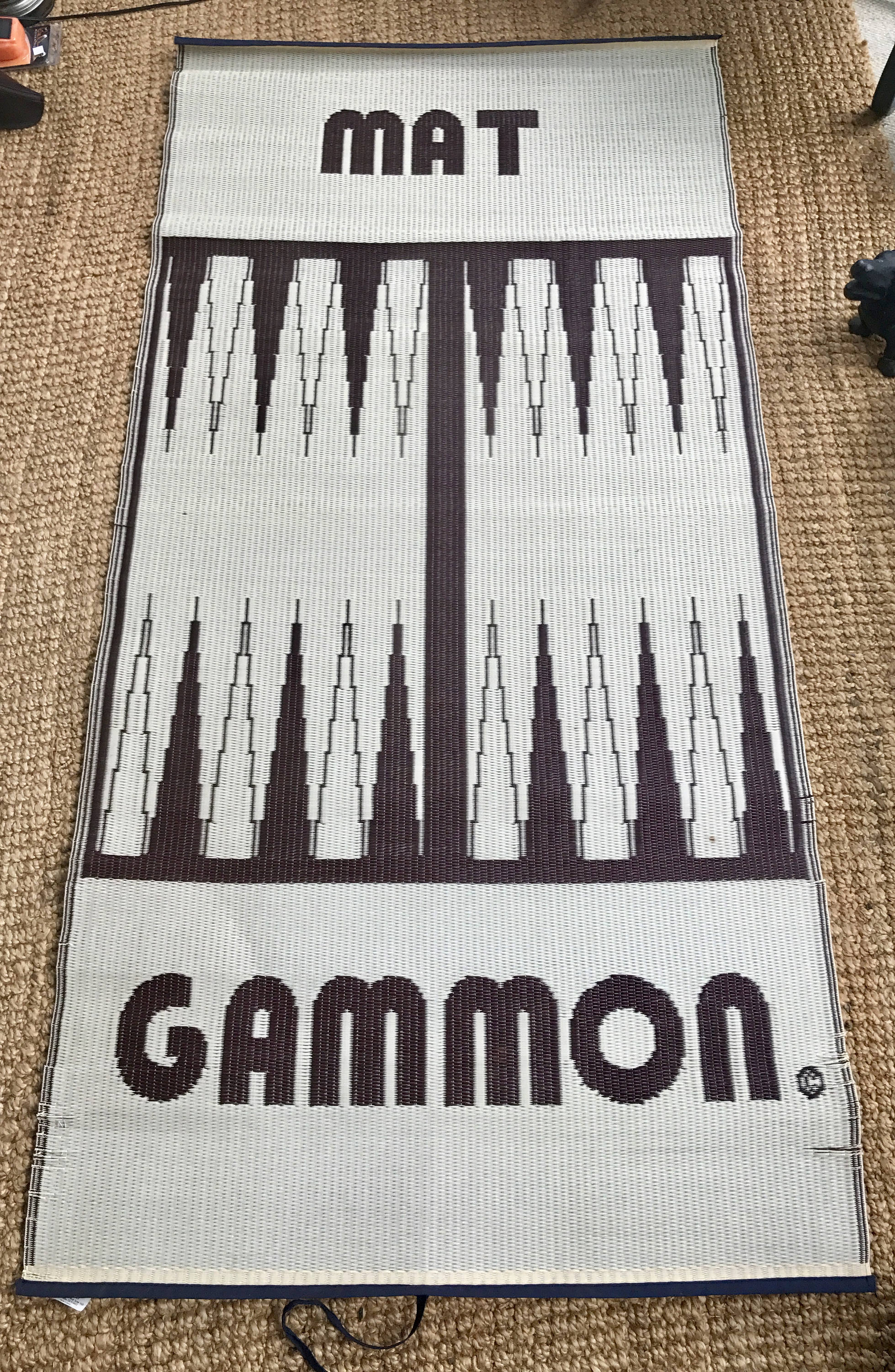 Vintage Mr. Mat Backgammon Floor Mat | Mat Gammon Wall Hanging | Game Roof Decor | Back Gammon Mat | Woven Plastic Mat | Backgammon Rug