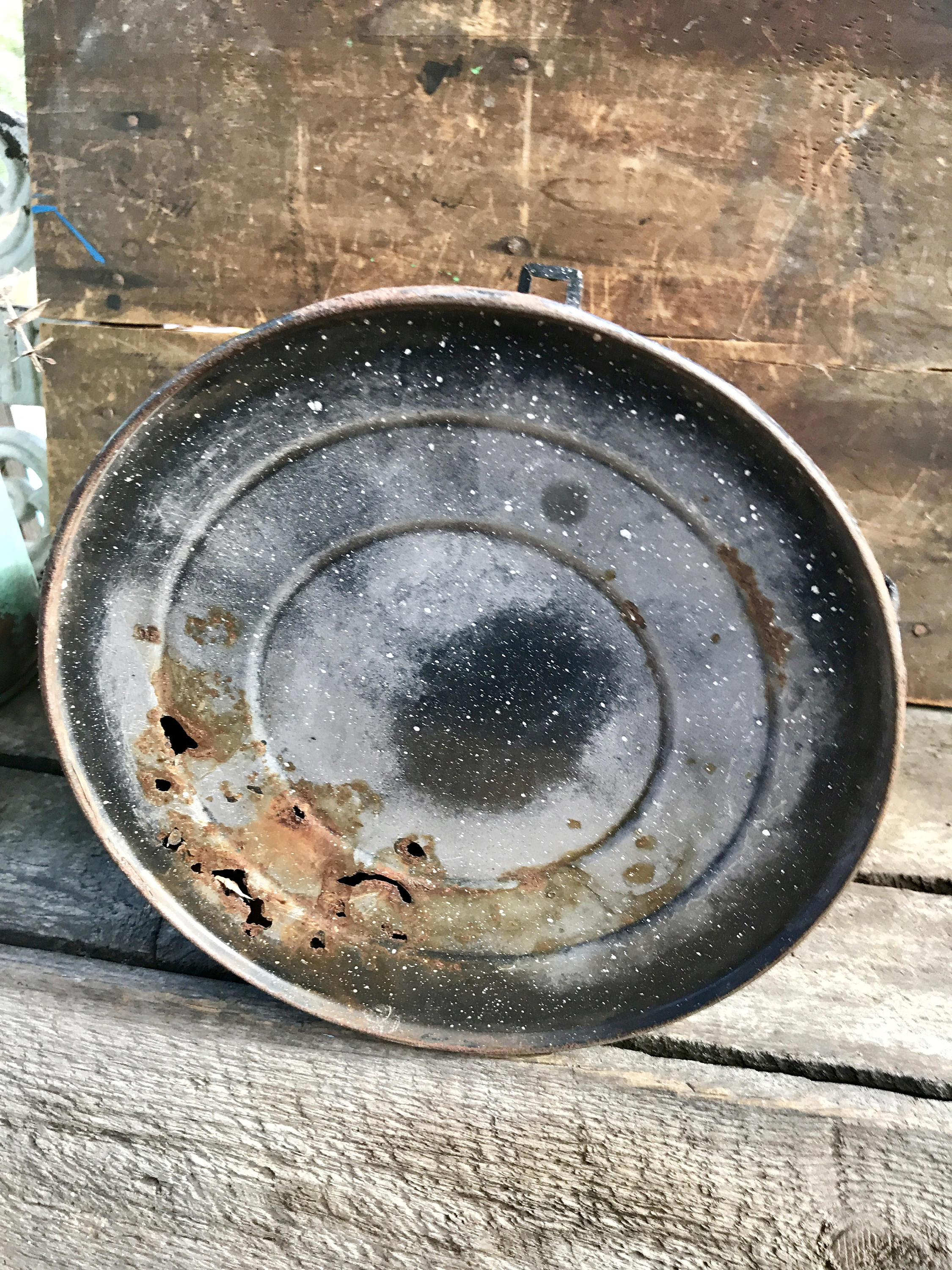 Rustic Graniteware Coffee Pot Planter | Vtg Rustic Plant Holder | Rustic Decor | Farmhouse Decor | Enamelware Planter | Western Decor