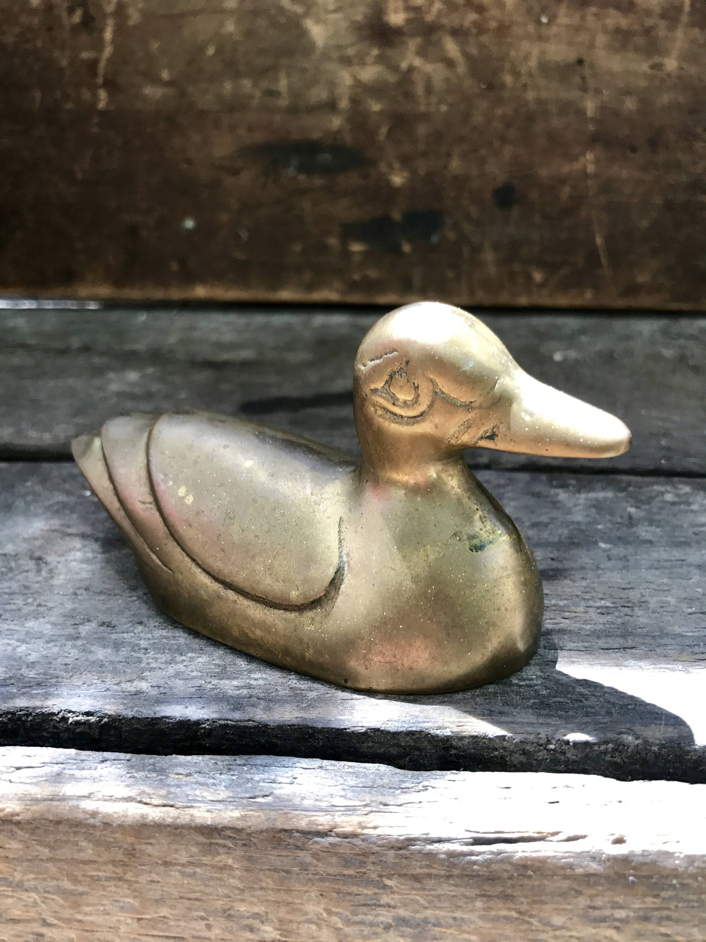 Vintage Solid Brass Duck Paperweight | Rustic Brass Figurine | Brass Decor | Small Brass Duck Decor | Desk Decor | Office Decor