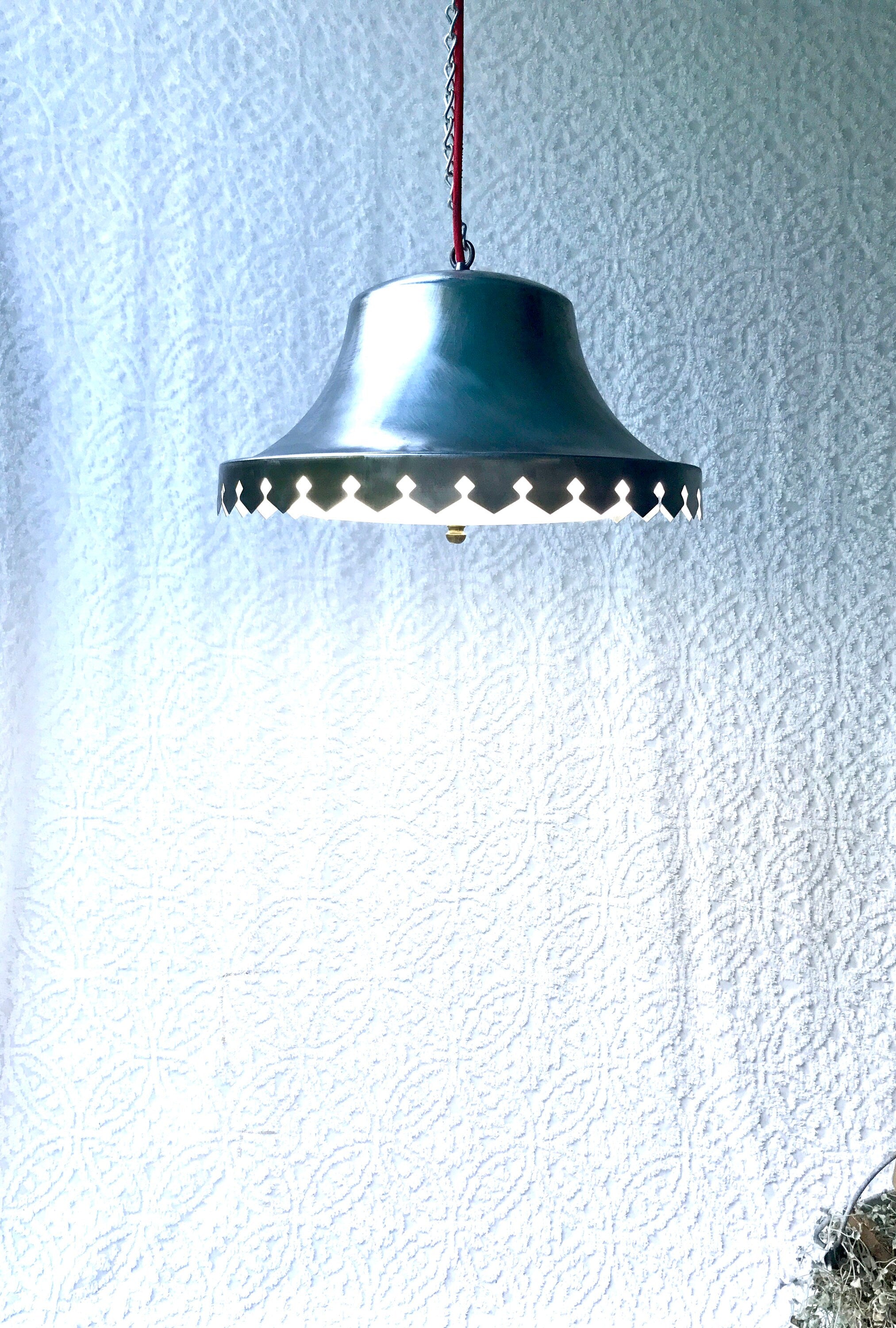 Mid Century Modern Pendant Lamp | Raw Metal Pendant Light | Metal Upcycled Swag Lamp | Industrial Chandelier | Steampunk Style Pendant Light