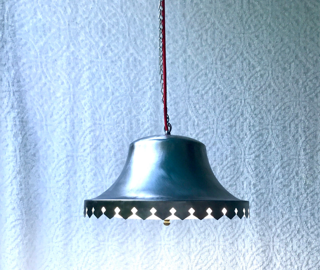 Mid Century Modern Pendant Lamp | Raw Metal Pendant Light | Metal Upcycled Swag Lamp | Industrial Chandelier | Steampunk Style Pendant Light